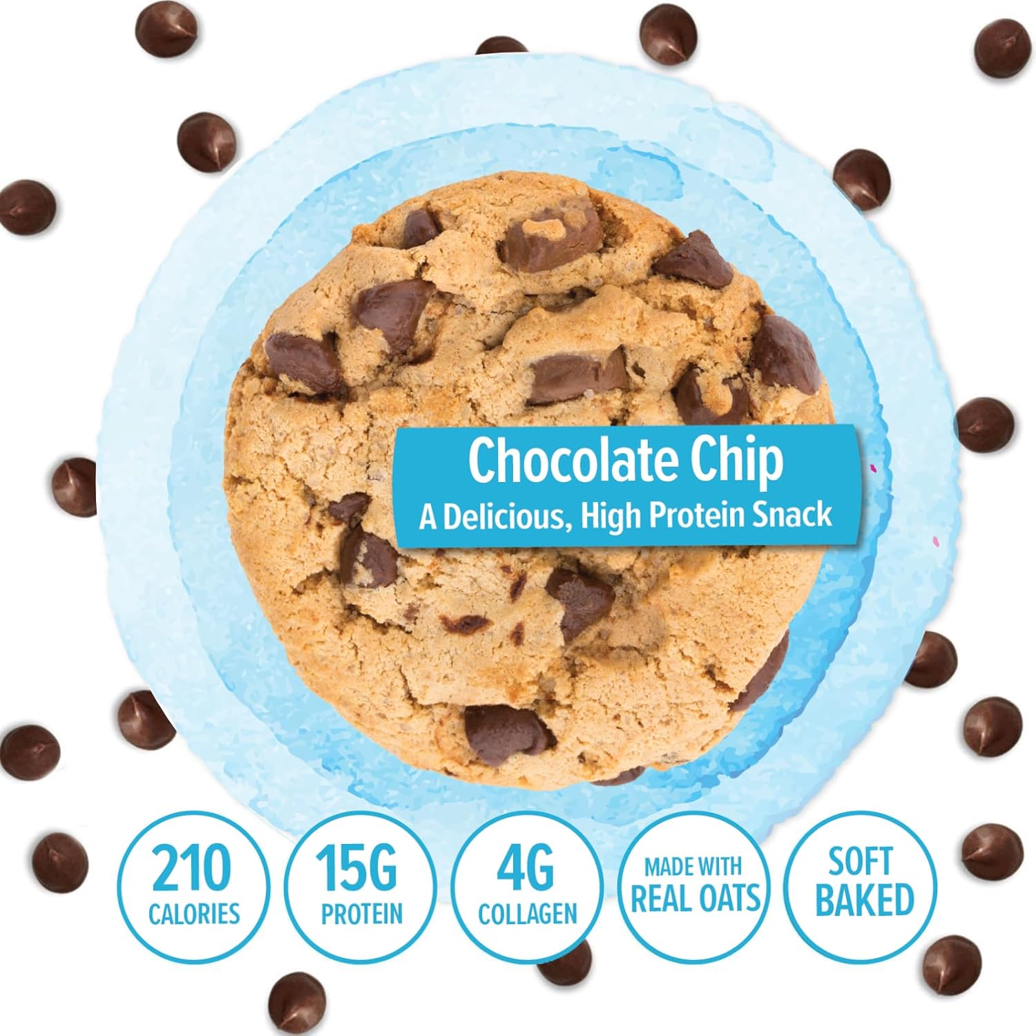 321glo Protein+ Cookies  Galletas horneadas suaves con colágeno de alto contenido en proteínas, 0.55 oz de proteína, aperitivo para hombres, mujeres