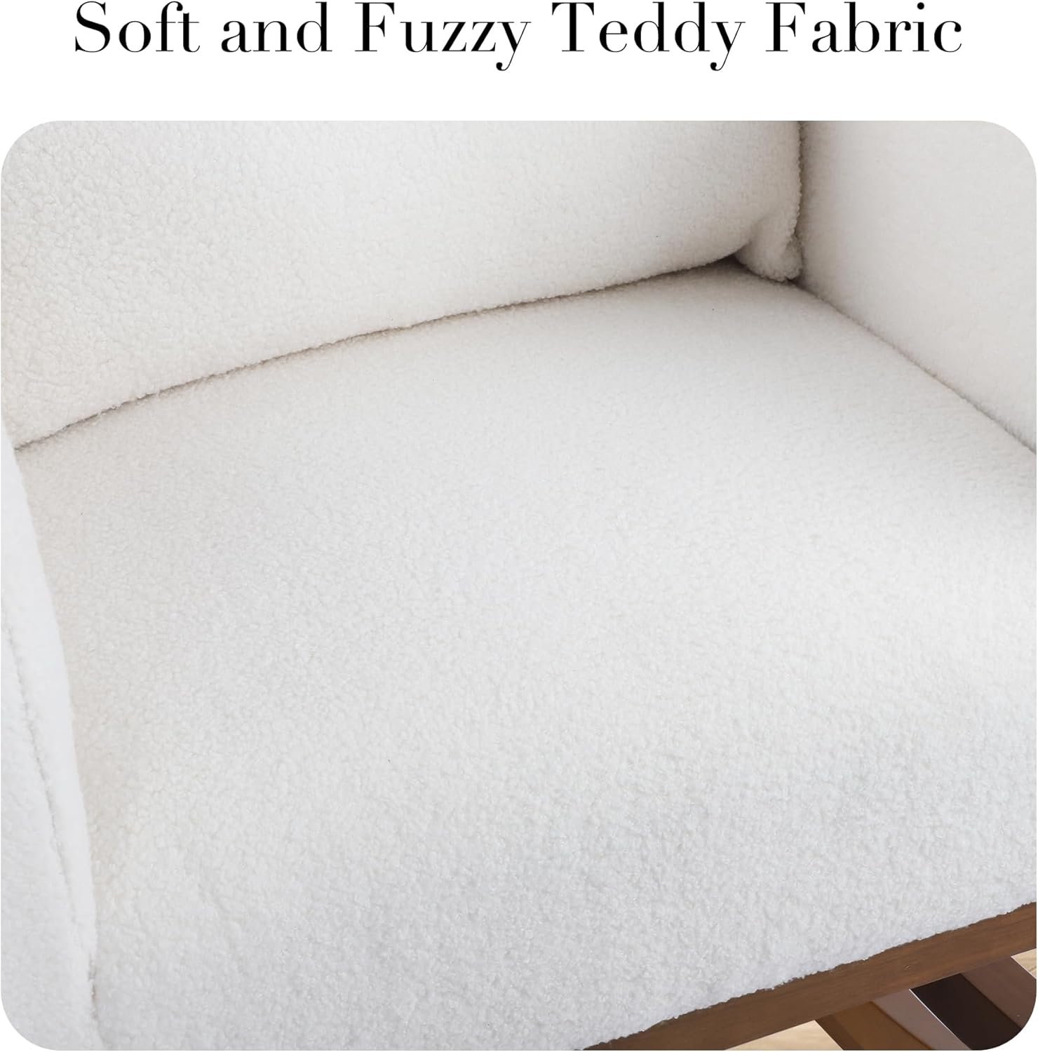 LSSBOUGHT Mecedora mullida para guardería, tela de peluche, cómoda mecedora reclinable para sala de estar, dormitorio, sillón acogedor con respaldo
