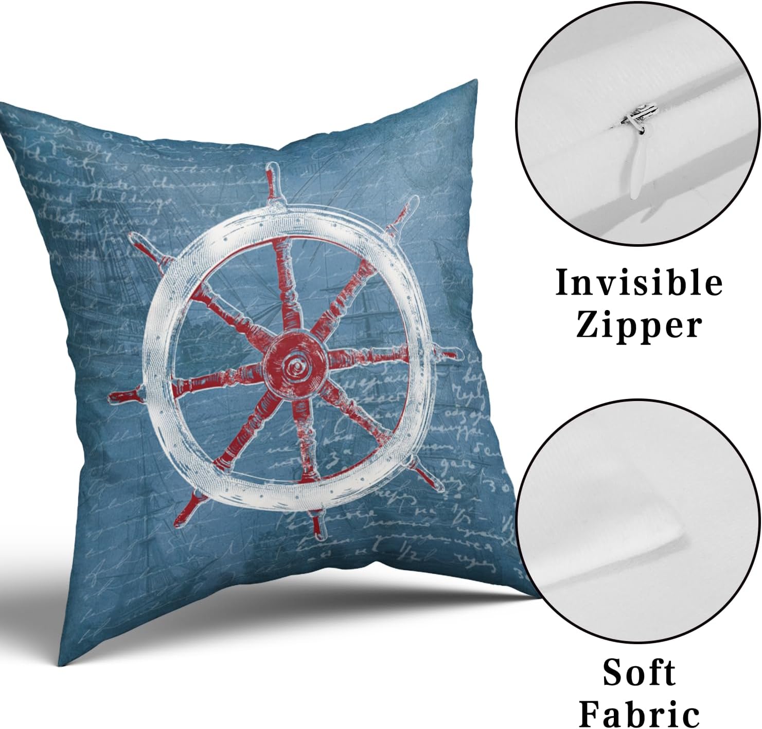 Juego de 2 fundas de almohada náuticas de color azul marino, juego de 2 fundas de cojín decorativas para exteriores, fundas de cojín decorativas