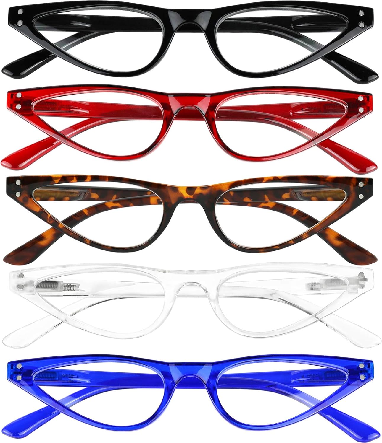 5 pk gafas de lectura azul bloqueo de luz pequeña cateye gafas mujeres ligero primavera bisagra lectores anti deslumbramiento