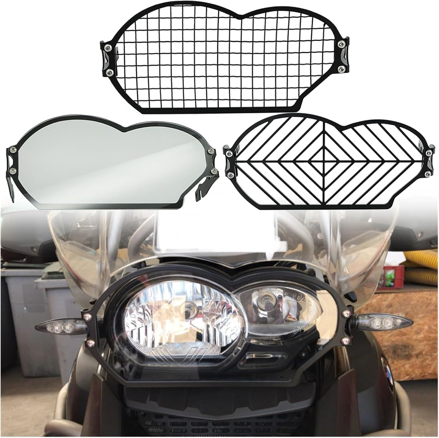 Headlight Protector Guard Cover Fit for BMW R1200GSA R 1200 GS R1200GS Adv 2004-2008-2011 2012 Motorcycle Steel Headlight Guard Cover Grill (Color