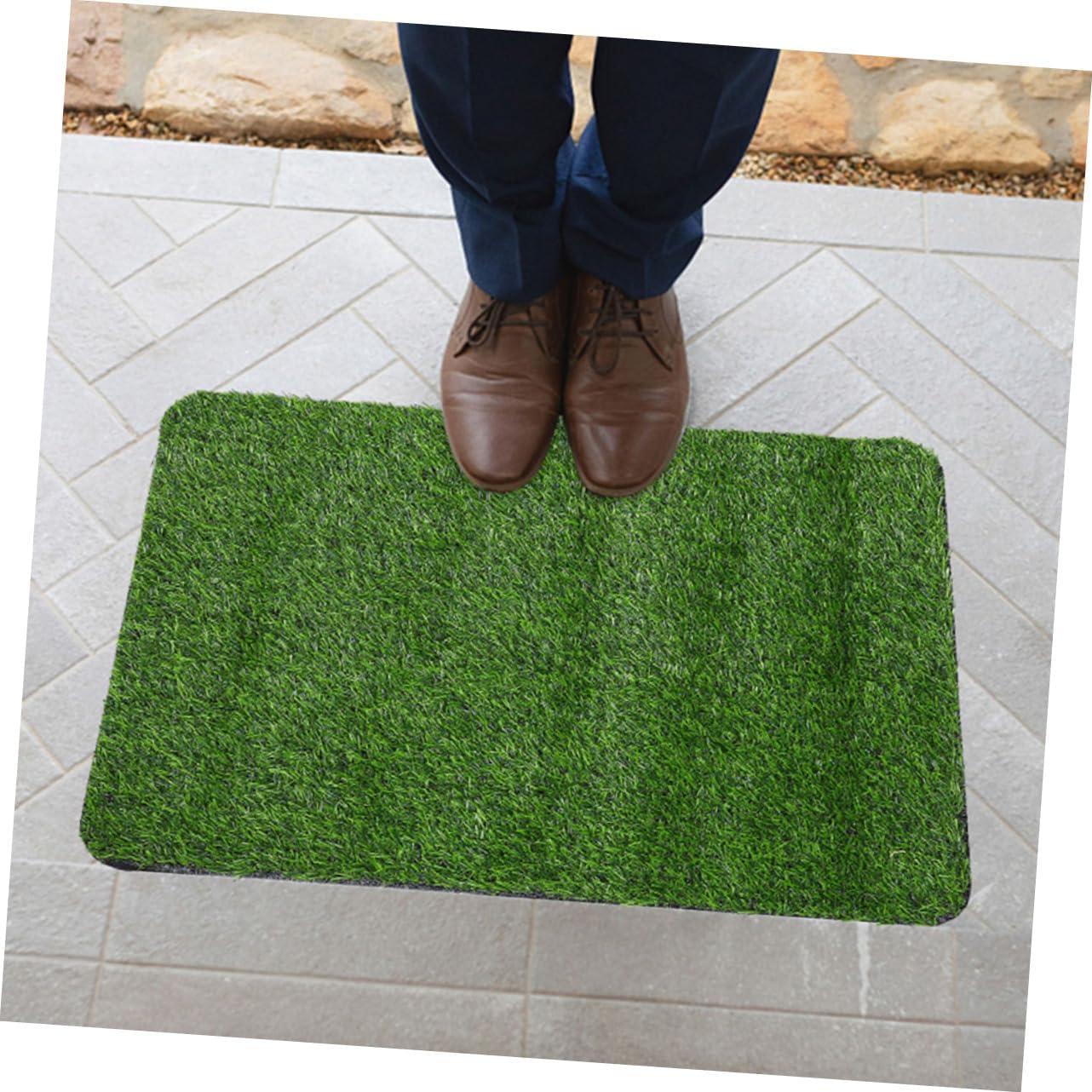 GANAZONO Alfombra de césped sintético de bienvenida para entrenamiento artificial, alfombra de césped sintético, alfombra de área al aire libre,