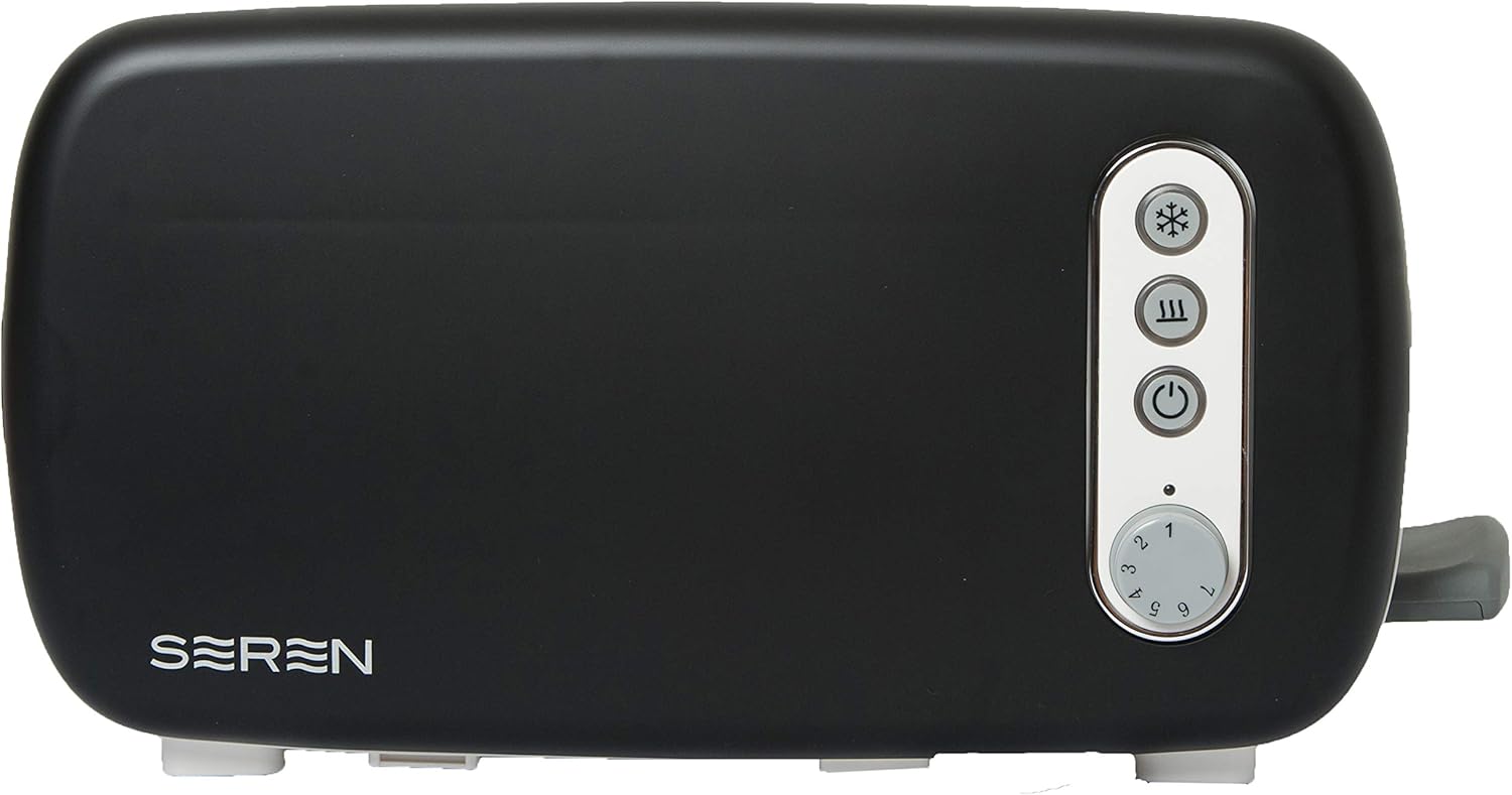 BergHOFF Seren – Tostadora de carga lateral con exterior Cool Touch y bandeja de migas extraíble, con panel negro para usar como bandeja de servir
