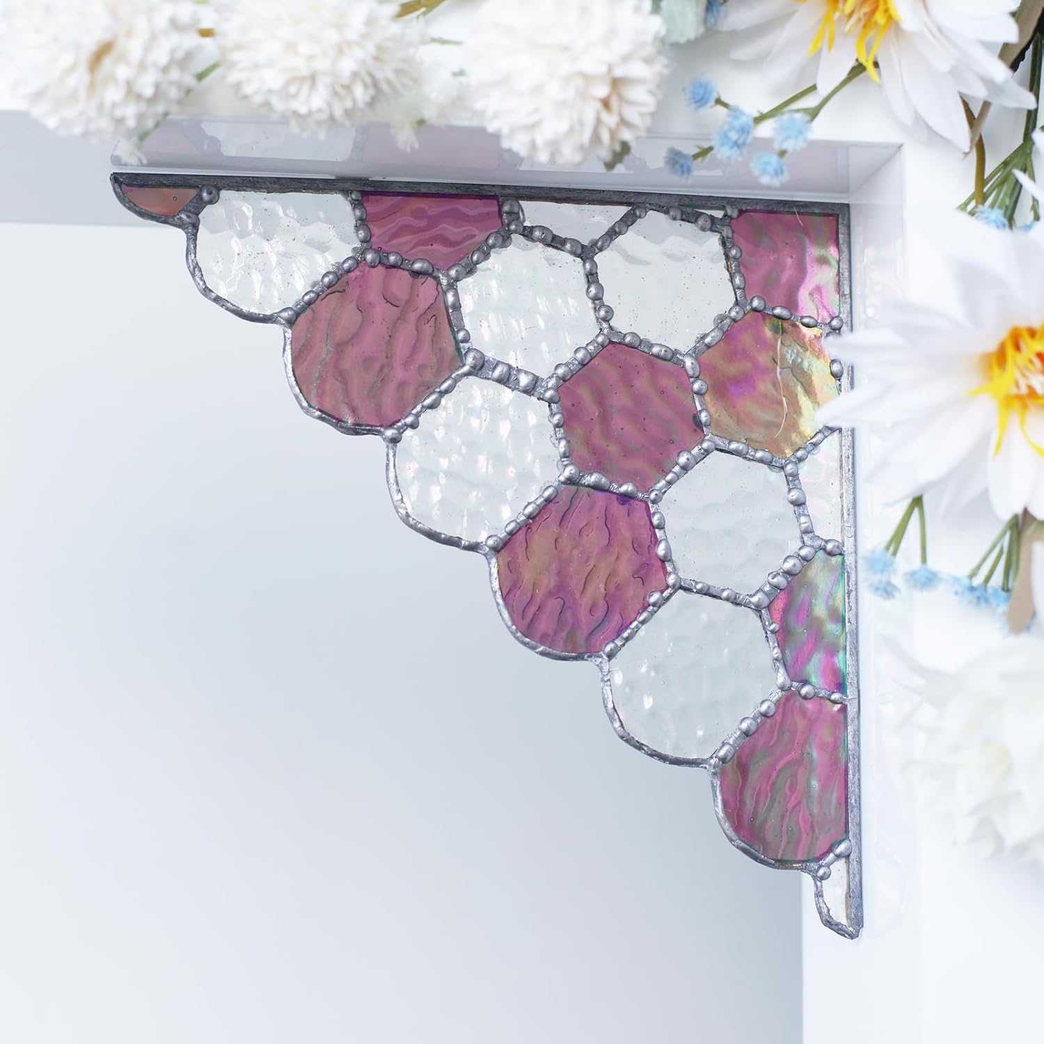 Beehive – Colmena hecha a mano con forma de panal de abeja para colgar en la ventana, paneles de decoración para el hogar, lado izquierdo o derecho,