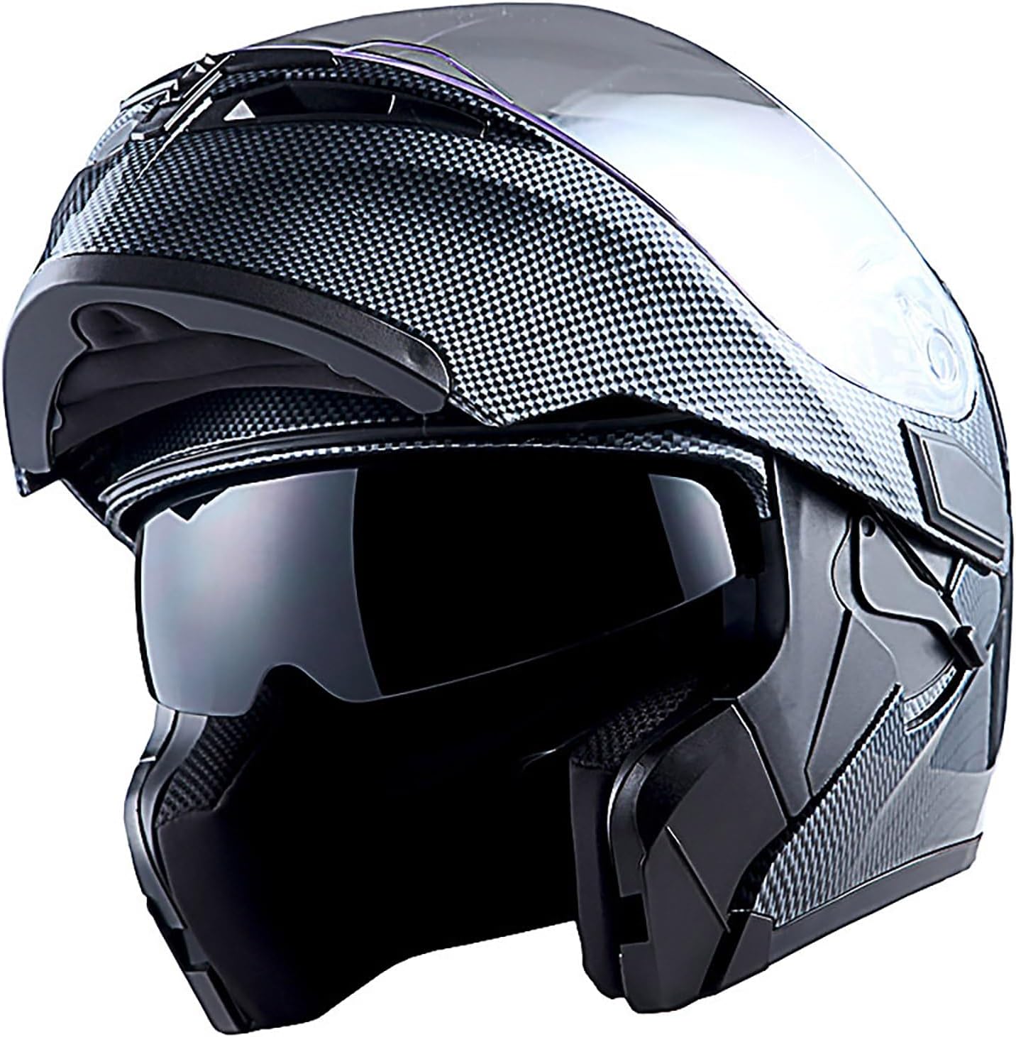 1Storm – Casco modular de cara completa para motocicleta, con doble visera abatible, protector solar HB89 Negro brillante