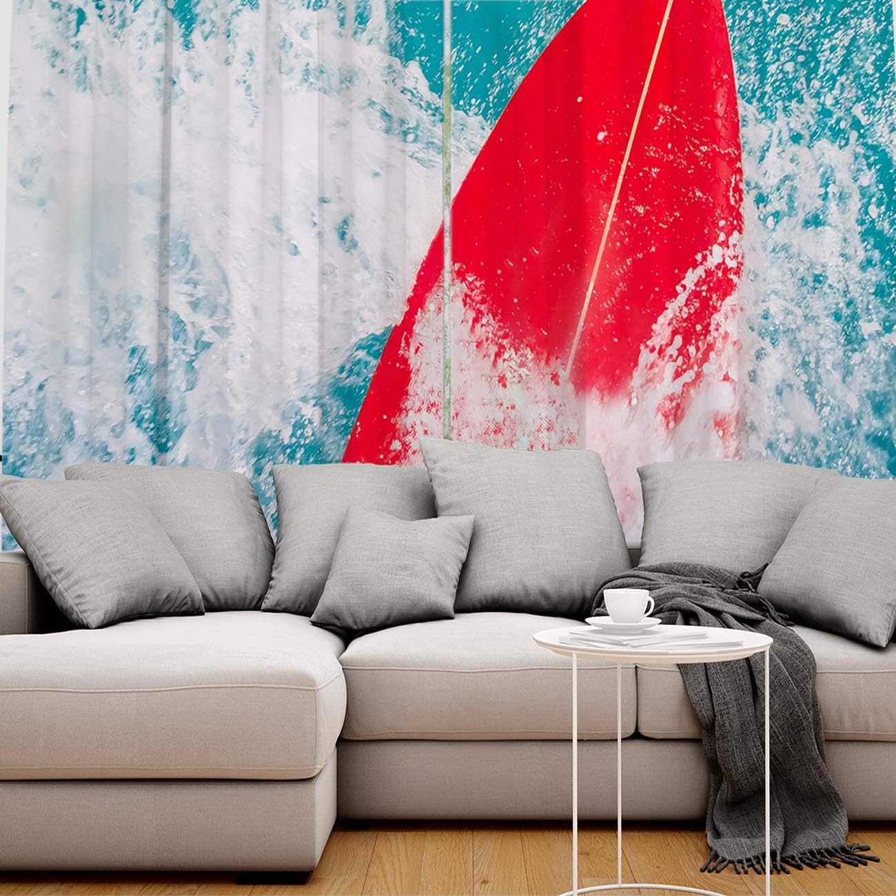 FortuneHouse Blackout Curtains Thermal Insulated Summer Surfing in The Beautiful sea Solid Pattern Metal Grommet Elegant Room Drapes Window Curtain