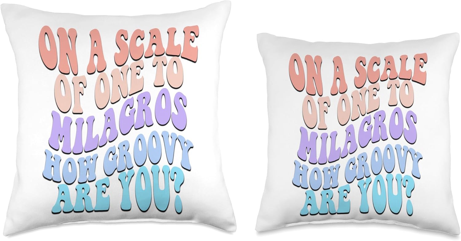 Cute Retro Girls Groovy Milagros Personalized Name Throw Pillow, 16×16, Multicolor