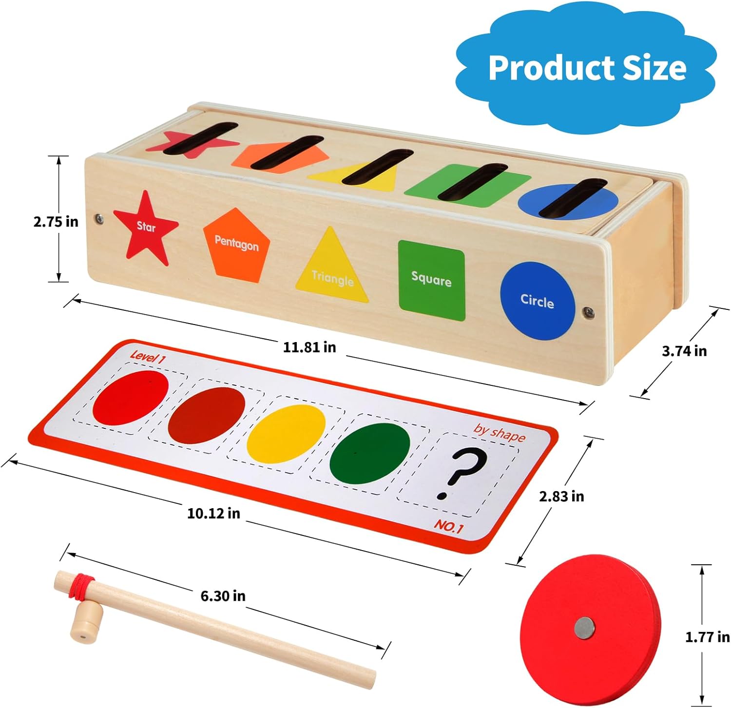 Montessori Toys – Caja de clasificación de formas de color de madera para niños pequeños de 1 a 3, bloques geométricos a juego para aprendizaje