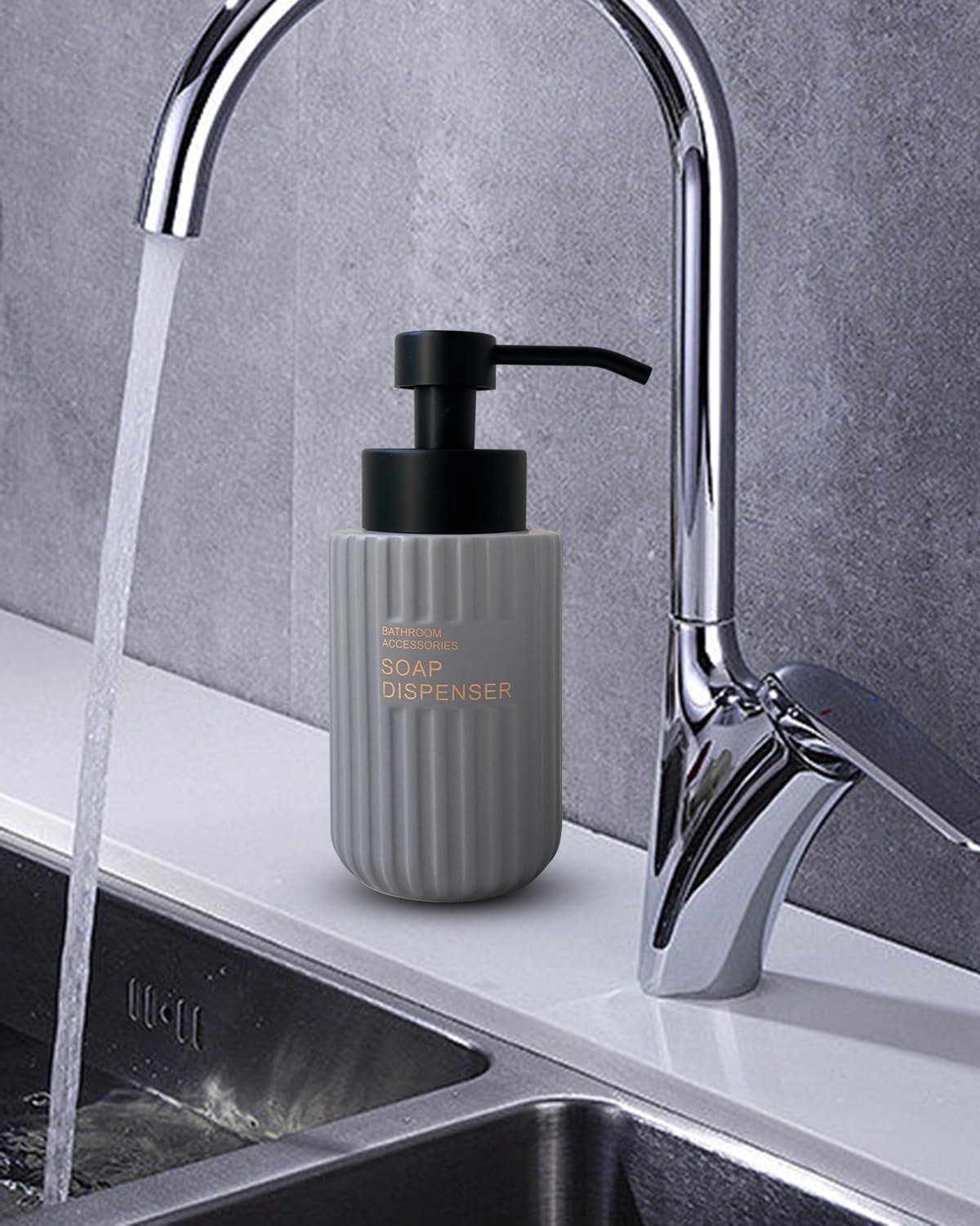 Dispensador de jabón espumoso de 11.5 onzas para baño, dispensador de jabón de espuma de cocina, botella de espuma moderna recargable, dispensador