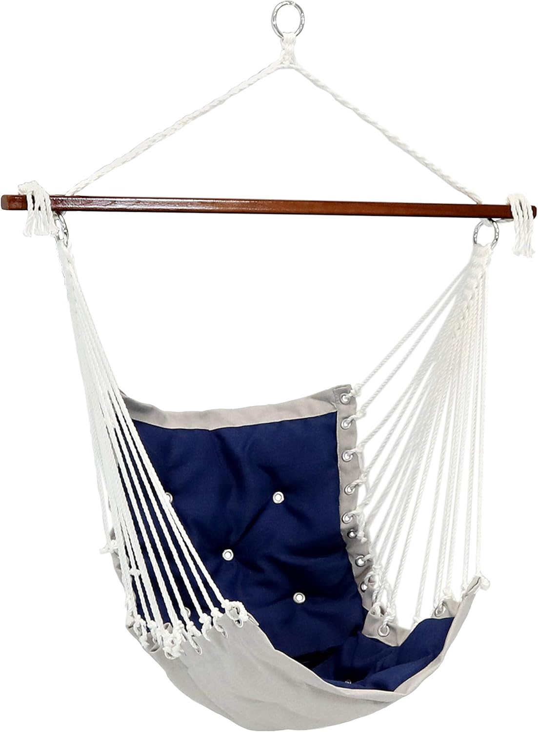 Sunnydaze Silla de hamaca victoriana capitoné, asiento grande para patio trasero y patio, capacidad resistente de 300 libras, color azul marino