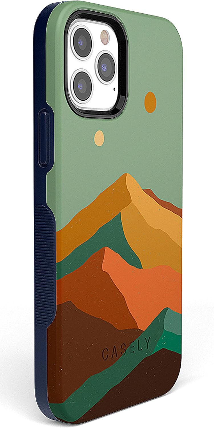 Casely Funda para iPhone 12 Pro Max  Compatible con MagSafe  Endless Peaks  Funda de montaña con bloques de color