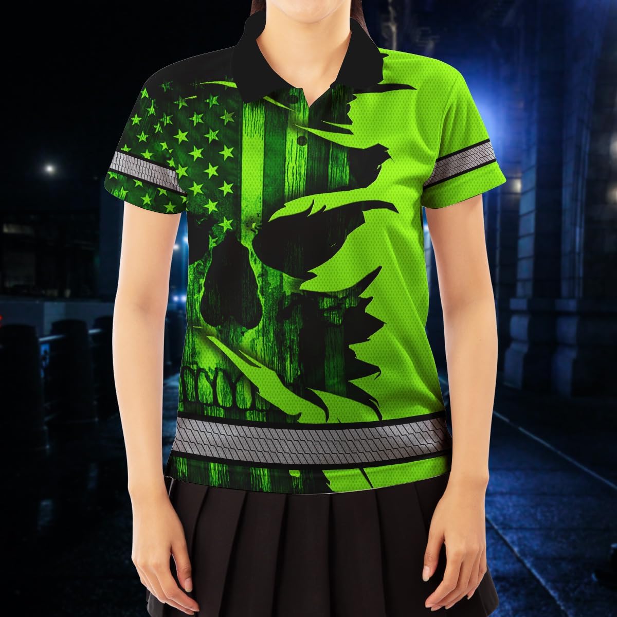 HiVis Custom Polo reflectante con bandera de camuflaje de alta visibilidad para hombres y mujeres, polo de seguridad para trabajo, patriótico
