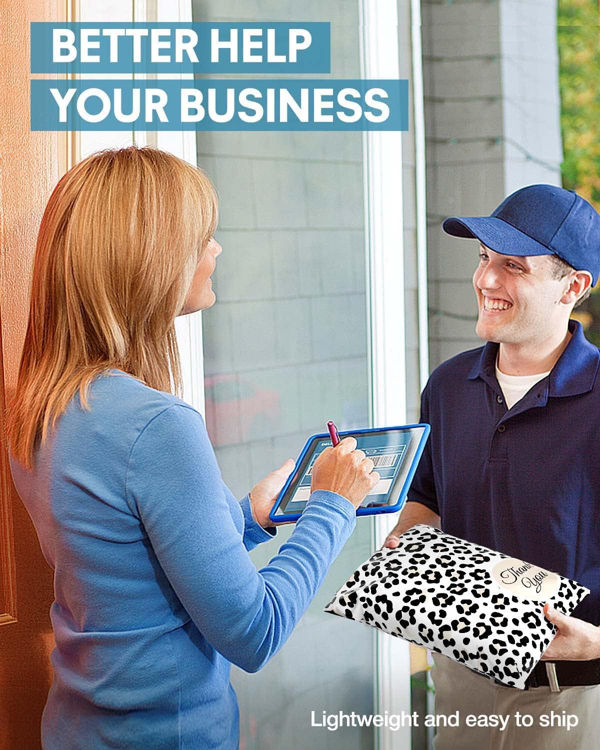 Thank You – Sobres de polietileno con estampado de leopardo con autosellado, bolsas de correo medianas para pequeñas empresas, sobres de envío para
