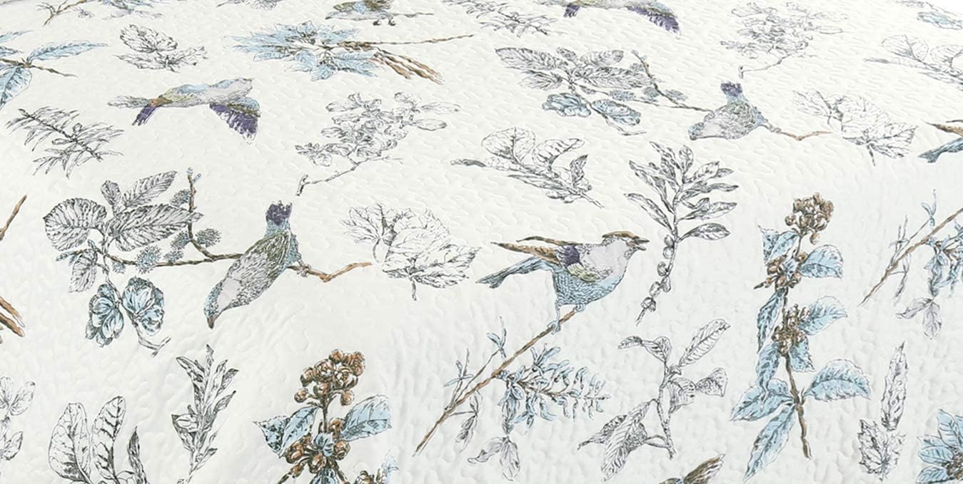Sazana Juego de edredón de 2 piezas colcha reversible estampada (rama Birdie, individual)