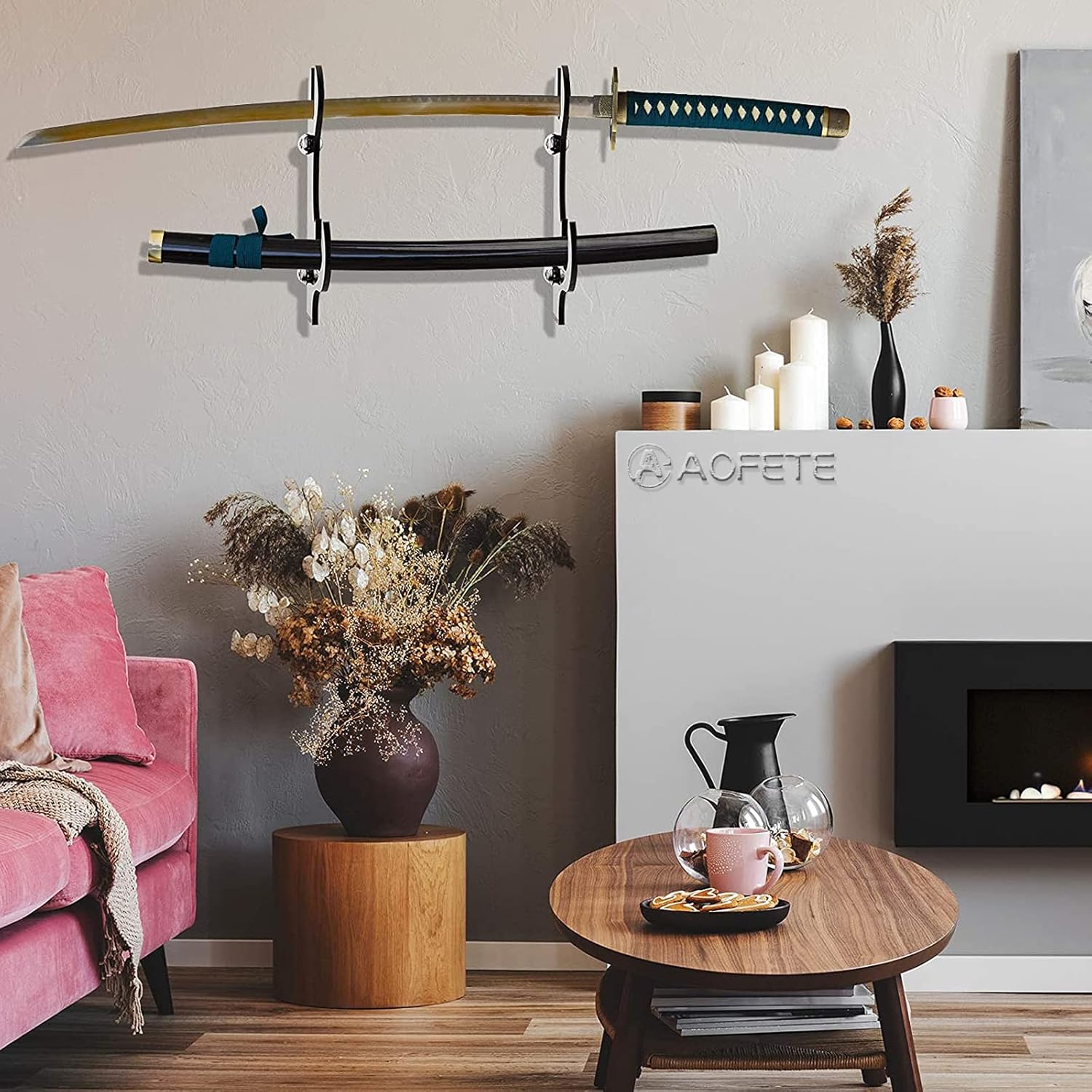 Soporte para espadas, 1 par de ganchos de espada de acrílico, ajustable, para Katana Wakizashi Tanto Genji