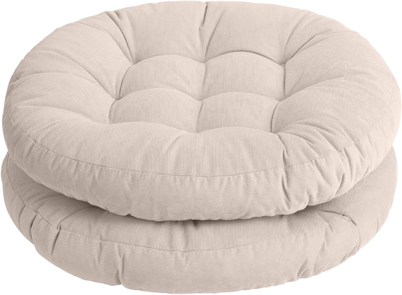 Tiita Juego de 2 cojines redondos para sillas de oficina, 22 x 22 pulgadas, para exteriores, para adultos, sentados, patio, jardín, beige