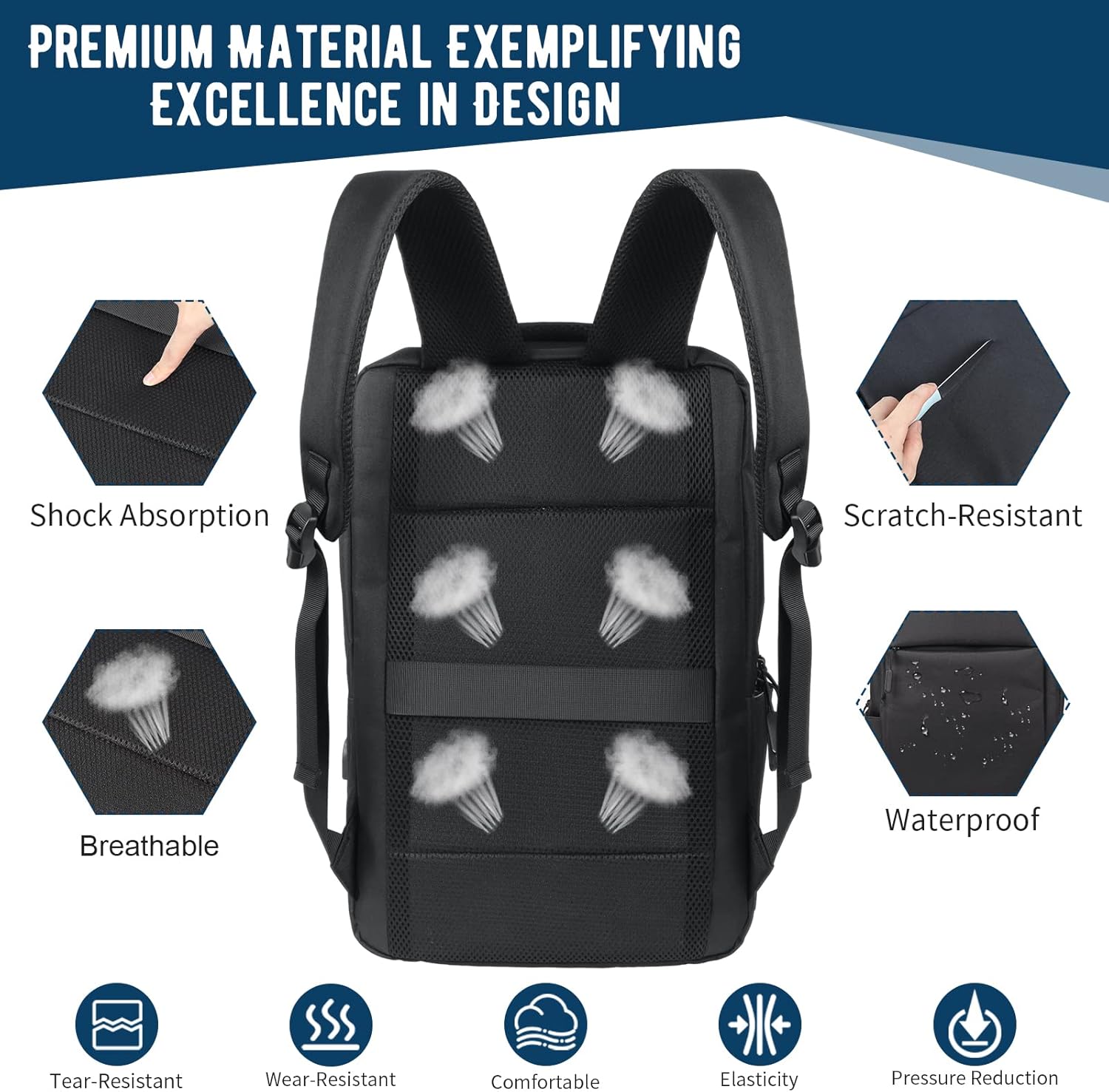 C-Kvkechos Mochila para hombre, mochila de viaje de 17.3 pulgadas, mochila antirrobo, mochila ligera con cargador resistente al agua, mochilas