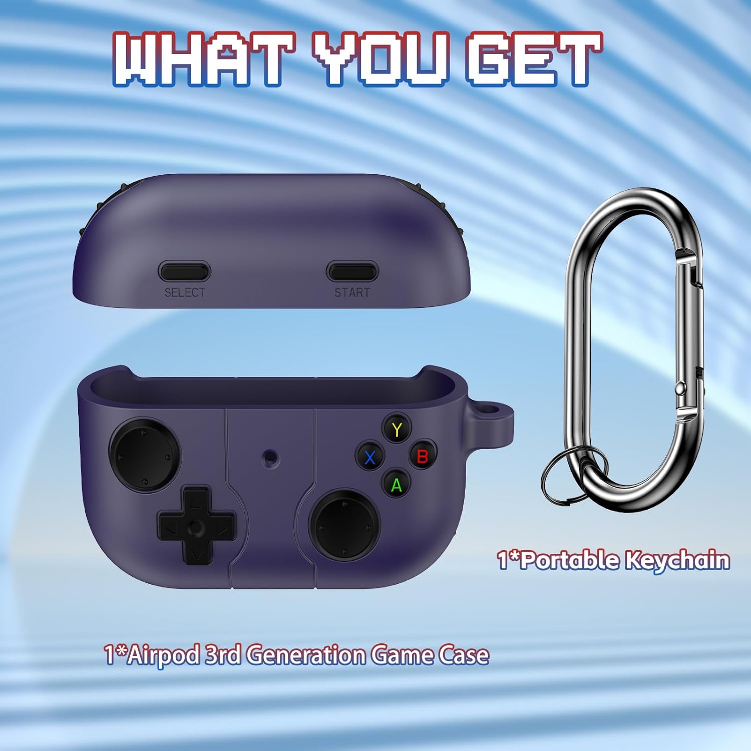 Lopnord Funda para Airpods 3, diseño de consola de videojuegos para Airpods de tercera generación con accesorios para llavero, funda de silicona