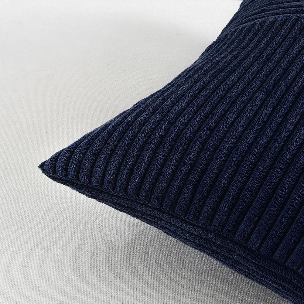 Fancy Homi Paquete de 2 fundas de almohada decorativas color azul marino de 20 x 20 pulgadas para sala de estar, sofá, cama, sofá, rústico, estilo