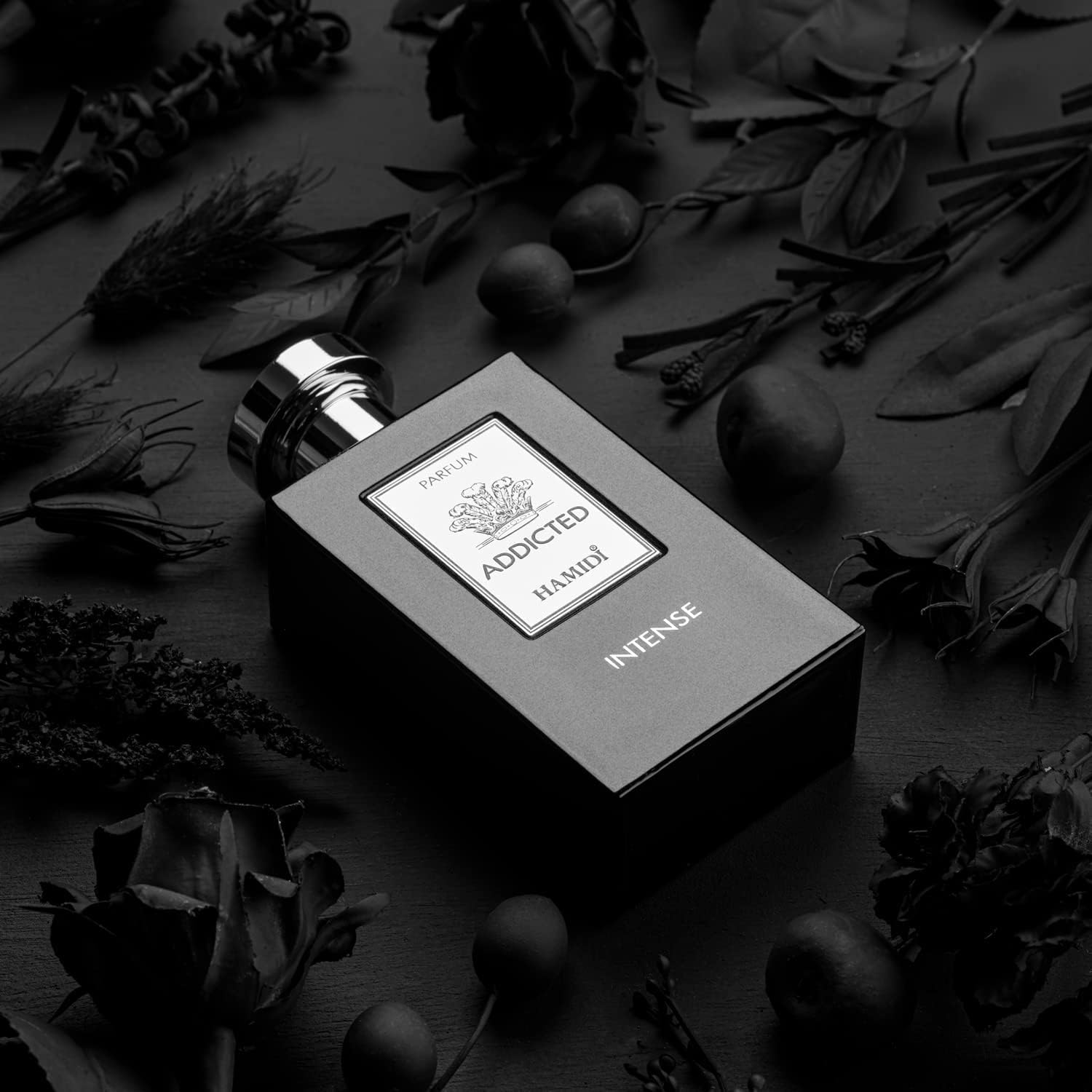 HAMIDI Addicted Intense Parfum 4.1 fl oz 4 FL.OZ, fragancia de larga duración, perfume para hombres (Addicted Intense)