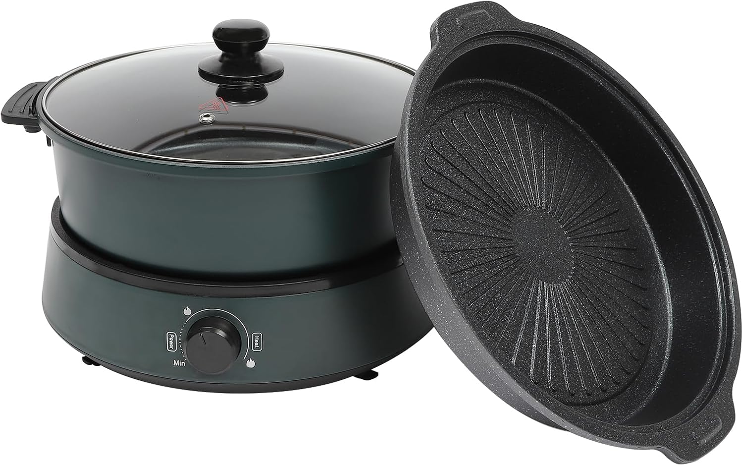 Olla eléctrica con olla de inducción, sartén eléctrica antiadherente, olla eléctrica para quemador de cocina con olla Shabu Shabu, disfruta de una