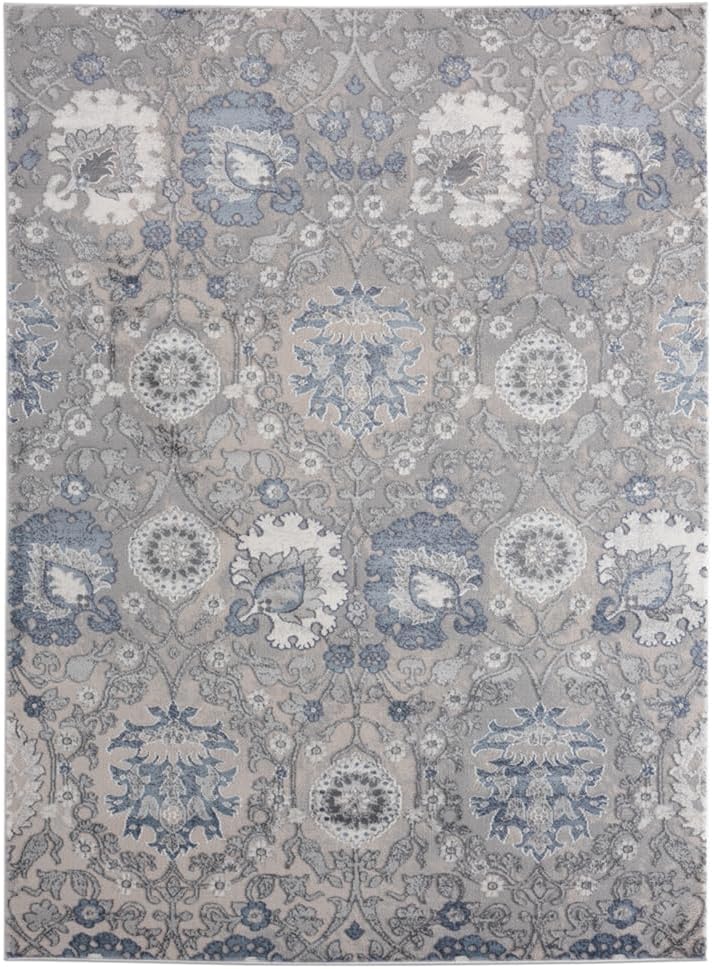United Weavers Cascades Olallie – Alfombra decorativa floral azul de 1 pies 11 pulgadas x 3 pies