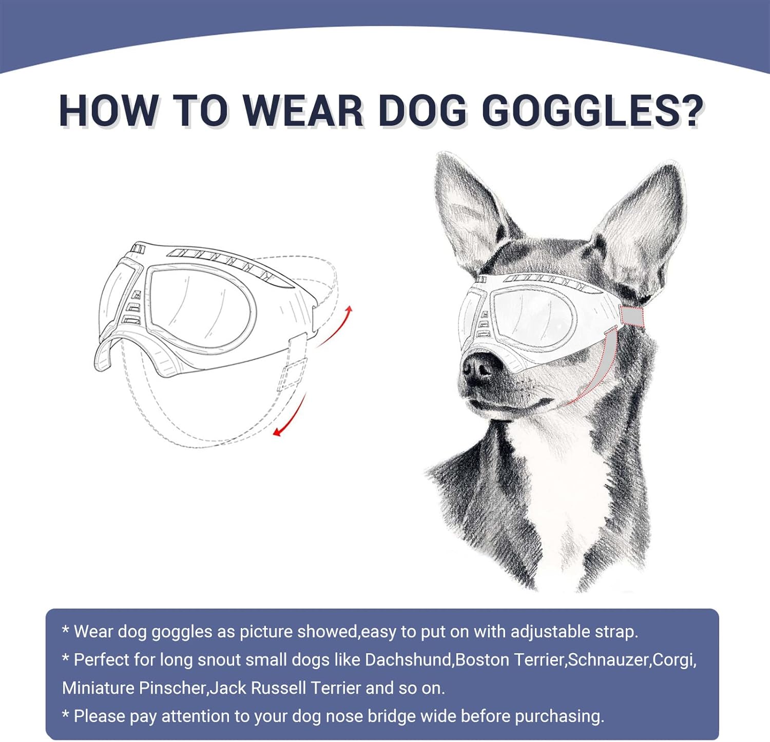 PETLESO Gafas de sol para perros de raza media, lentes de sol para perros medianos y cachorros, protección UV, para conducir perros, senderismo,