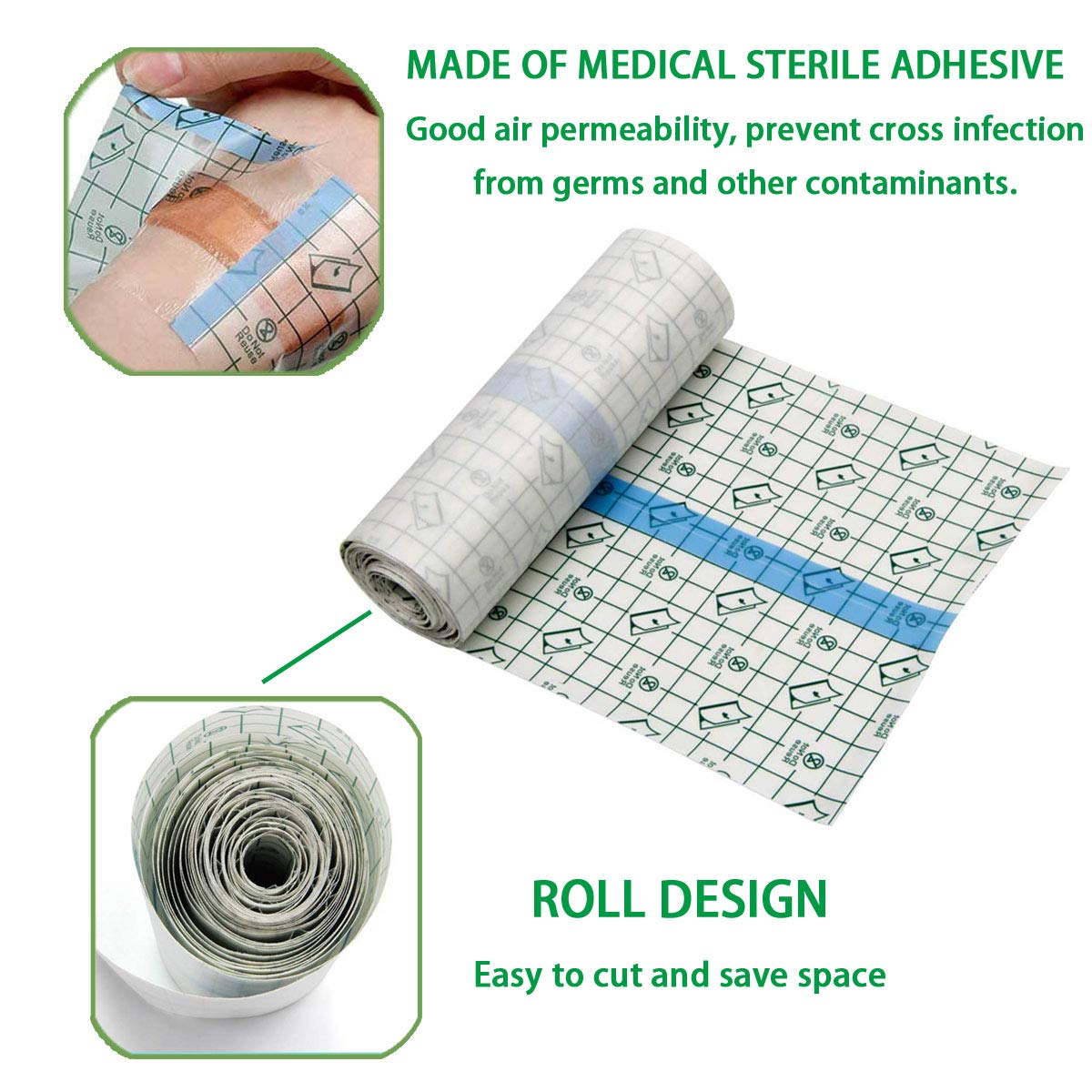 Rollo de vendaje para cuidado posterior de tatuajes de 10 x 2 yardas, película transparente impermeable para tatuajes, curación inicial y reparación