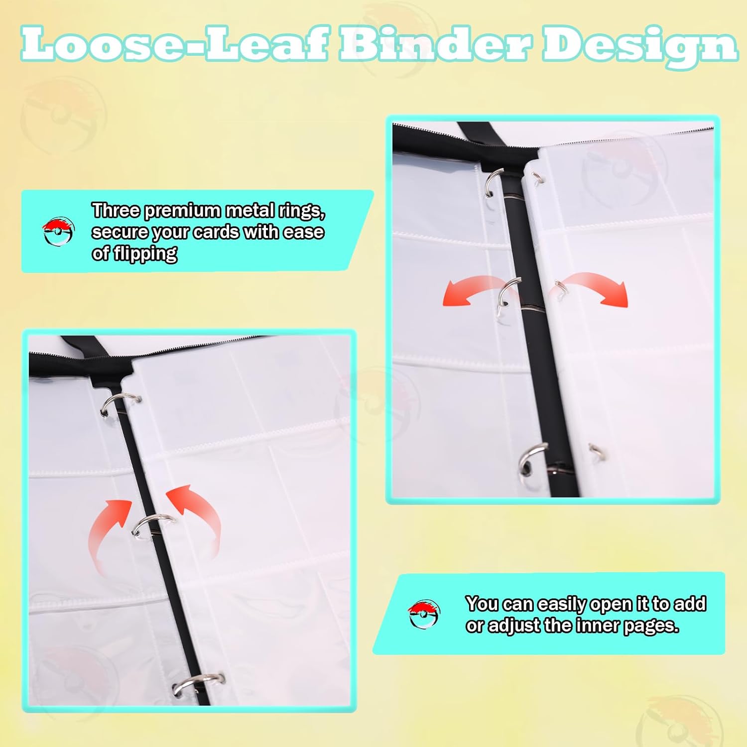 Carpeta de tarjetas  Álbum de tarjetas con 9 bolsillos  Capacidad para 990 tarjetas con 55 fundas extraíbles de doble cara  Soporte para tarjetas de