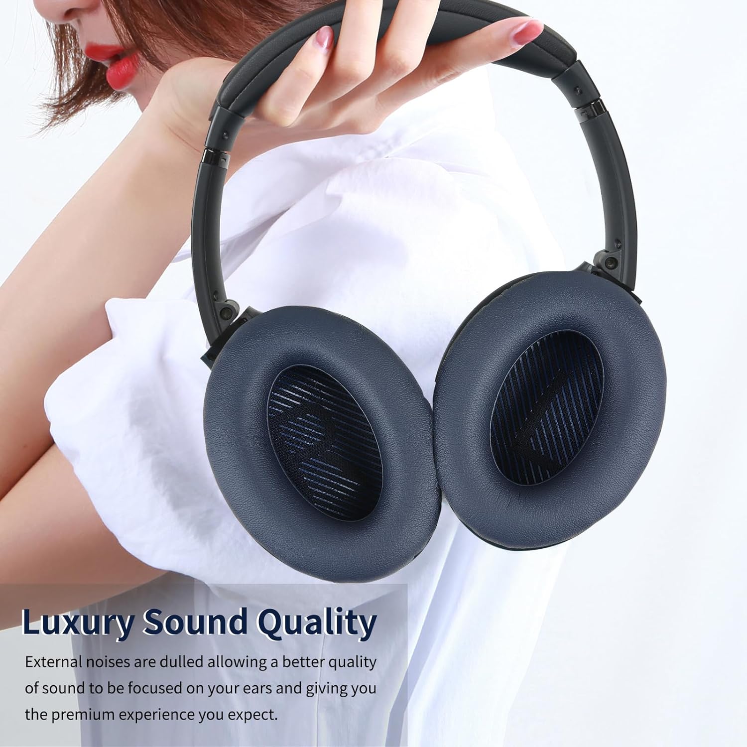 Almohadillas de repuesto para auriculares Bose QuietComfort 35 QC35 QC35ii QC45 QC25 QC15 con aislamiento de ruido, espuma viscoelástica, color azul