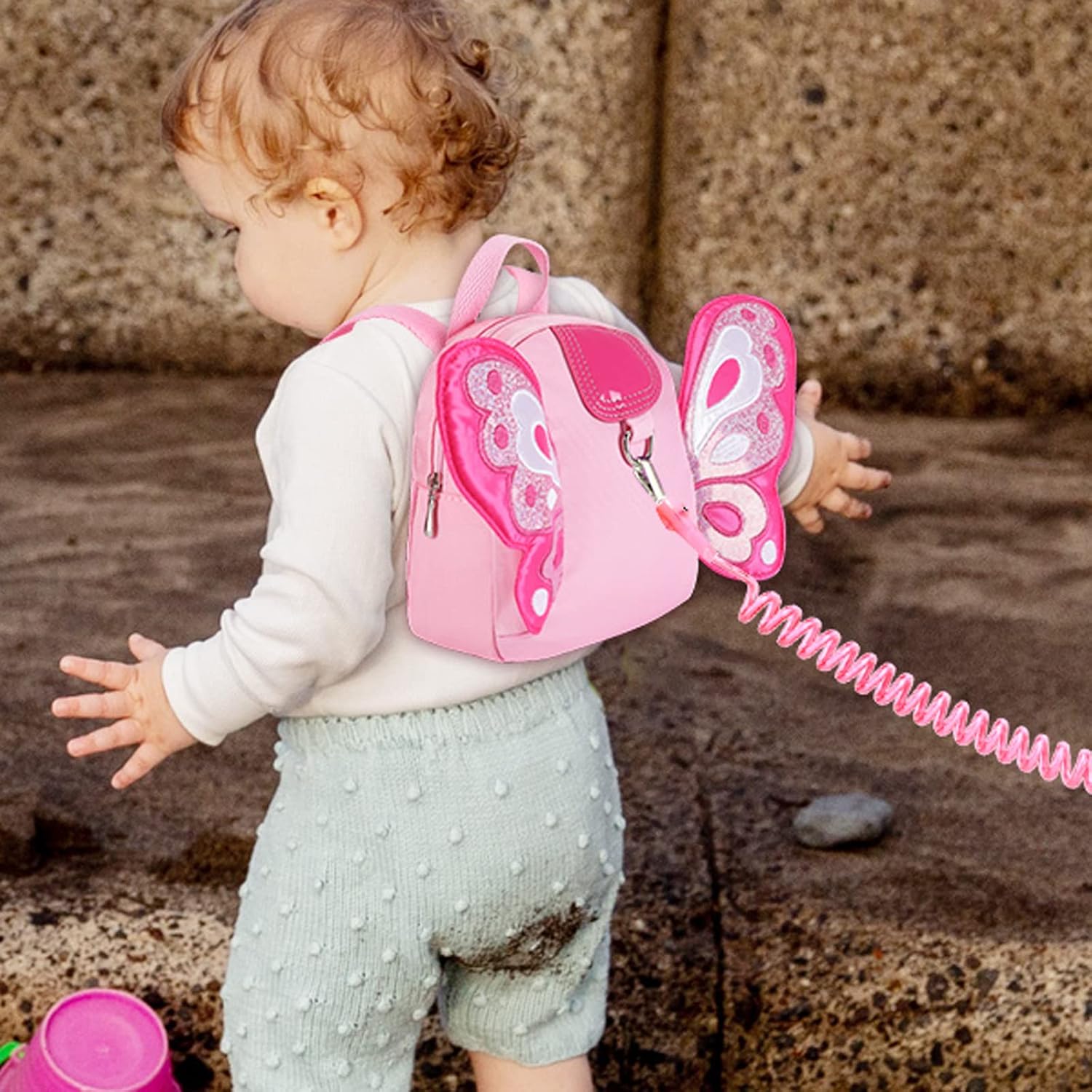 Accmor Arnés para niños pequeños, con correa de mariposa para niños, con eslabones de muñeca antipérdida, mini mochila para niños, correa para