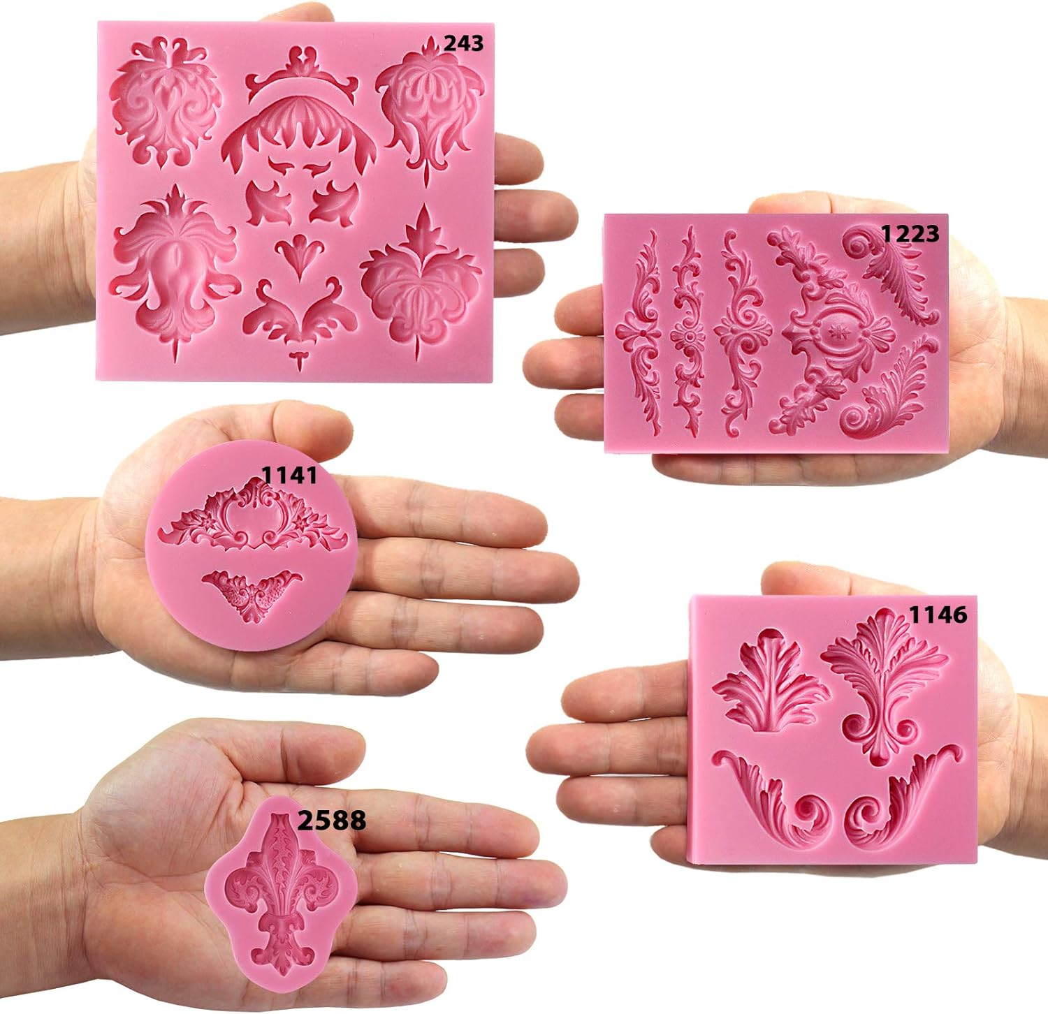 Molde de silicona para fondant de encaje de estilo barroco para Sugarcraft, decoración de bordes de pasteles, decoración de cupcakes, joyas, arcilla