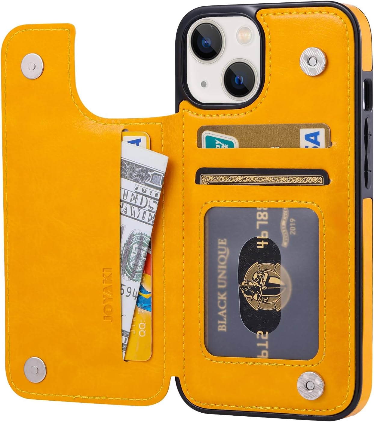 Funda tipo cartera compatible con iPhone 13, funda protectora delgada con tarjetero, piel sintética de alta calidad con ranuras para tarjetas con