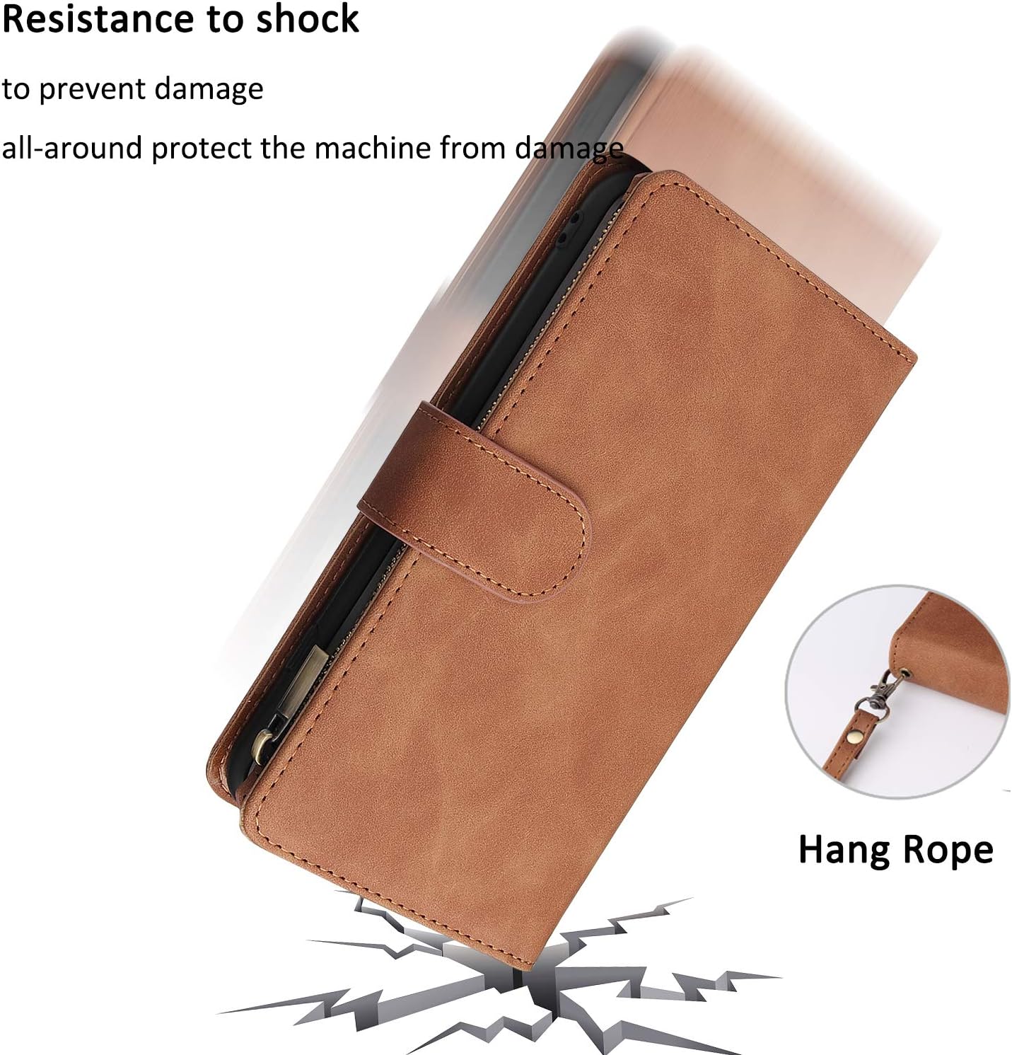 UEEBAI – Cartera clásica de cuero sintético con cierre magnético, funda de iPhone con cierre