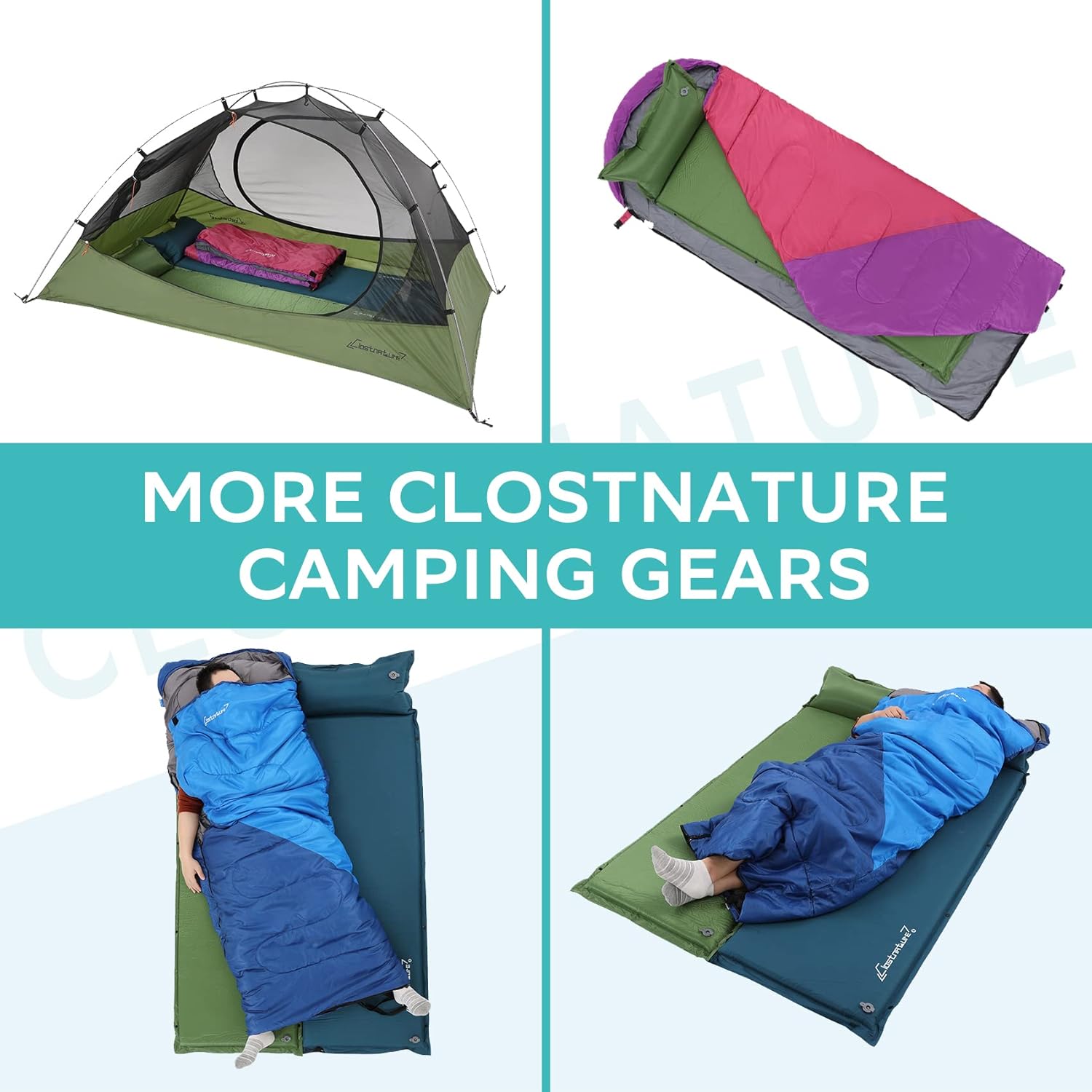 Clostnature Almohadilla de dormir autoinflable para campamento, almohadilla de campamento de 1.523 pulgadas, almohadilla de colchón inflable ligera,