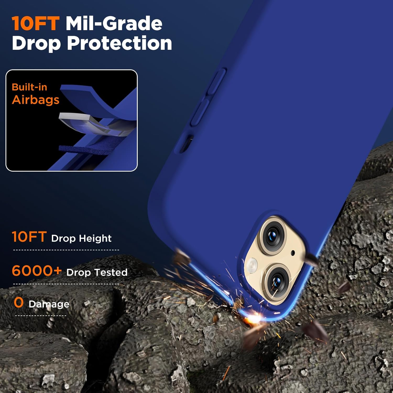 Compatible con iPhone 15, funda de silicona líquida, funda protectora de cuerpo completo a prueba de golpes forro de microfibra suave antiarañazos,