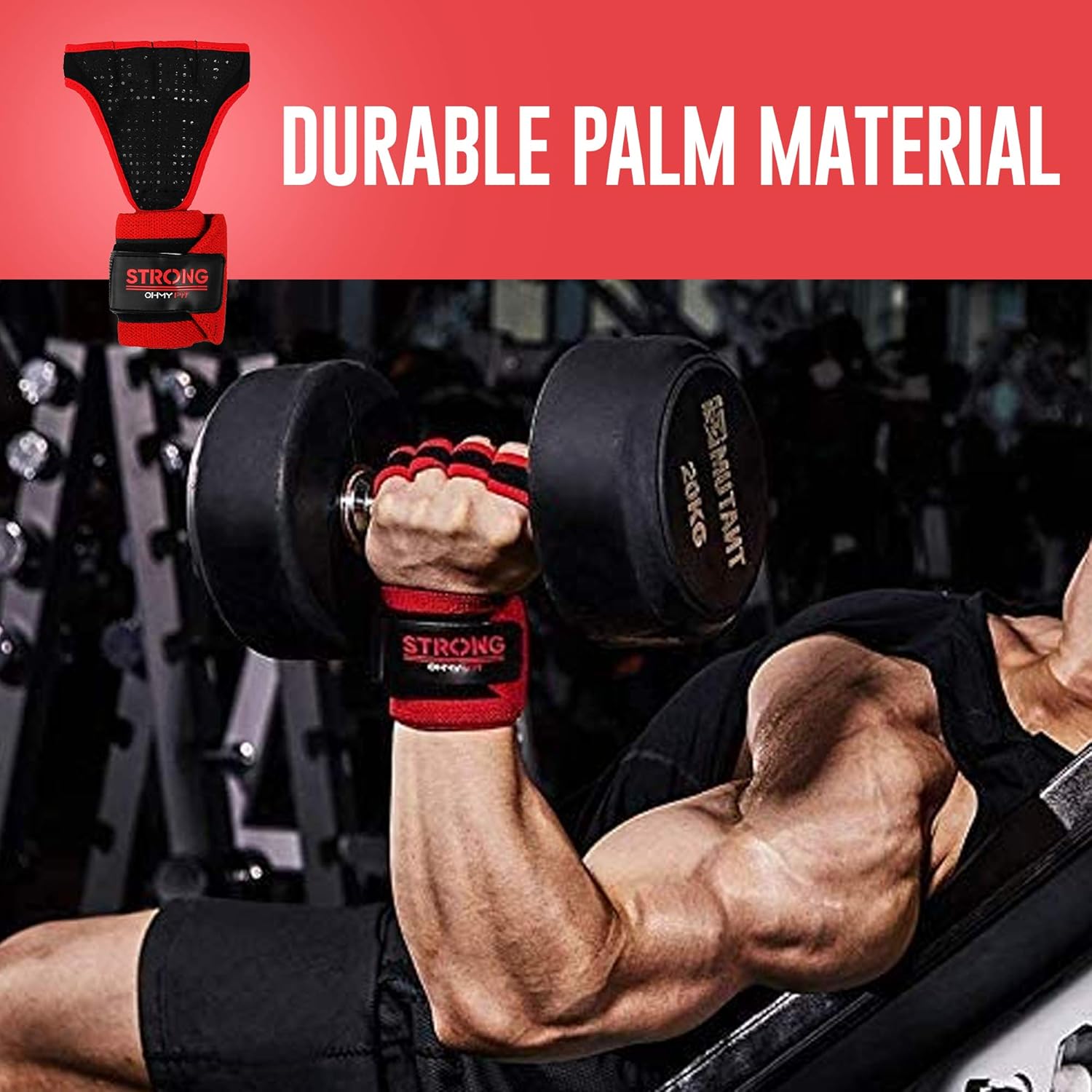 OHMY FIT Guantes de muñeca resistentes para hombre ideales para entrenamientos, gimnasio, peso muerto y crossfit con protección para la palma de la