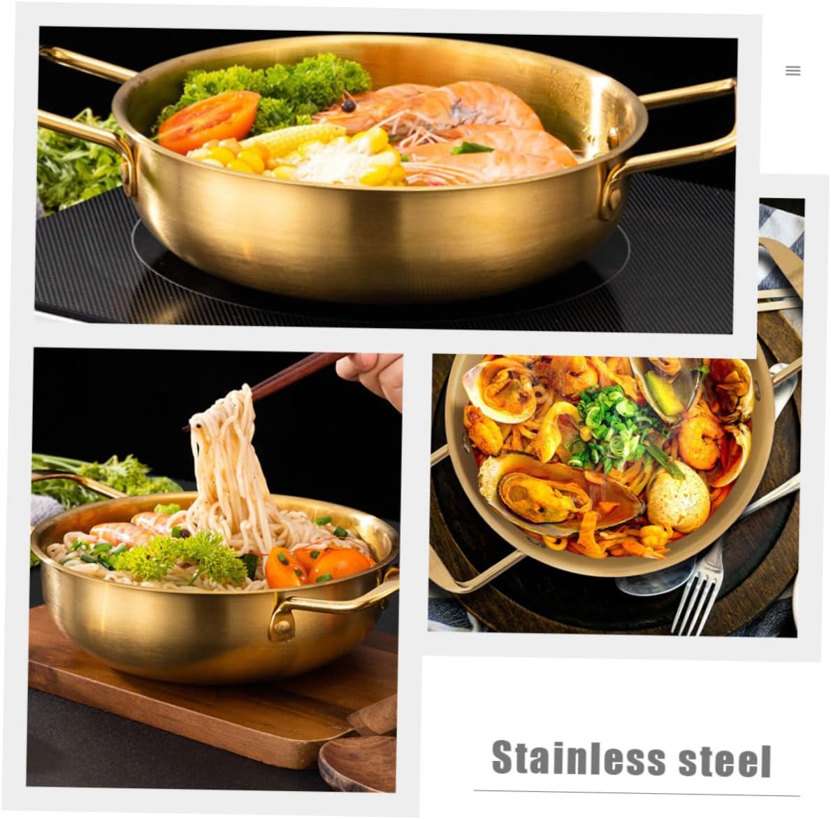 Abaodam Vaporizadores de comida ramen coreano olla caliente coreana fideos coreanos sartén utensilios de cocina para el hogar Fideos olla de cocina