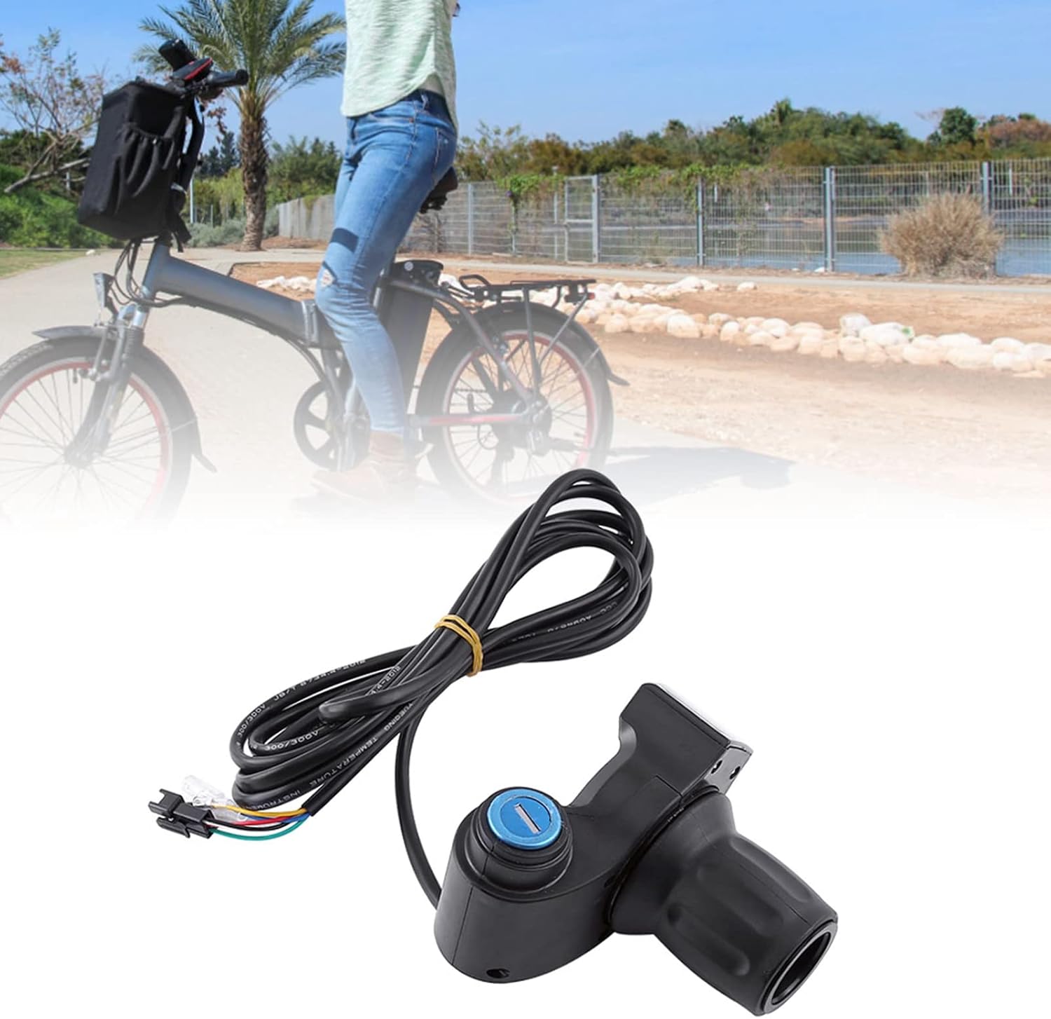 Pwshymi Empuñadura del acelerador, manillar Ebike Twist Throttle Grip Scooter Half Twist Ebike Acelerador Mango de control de acelerador con agarre