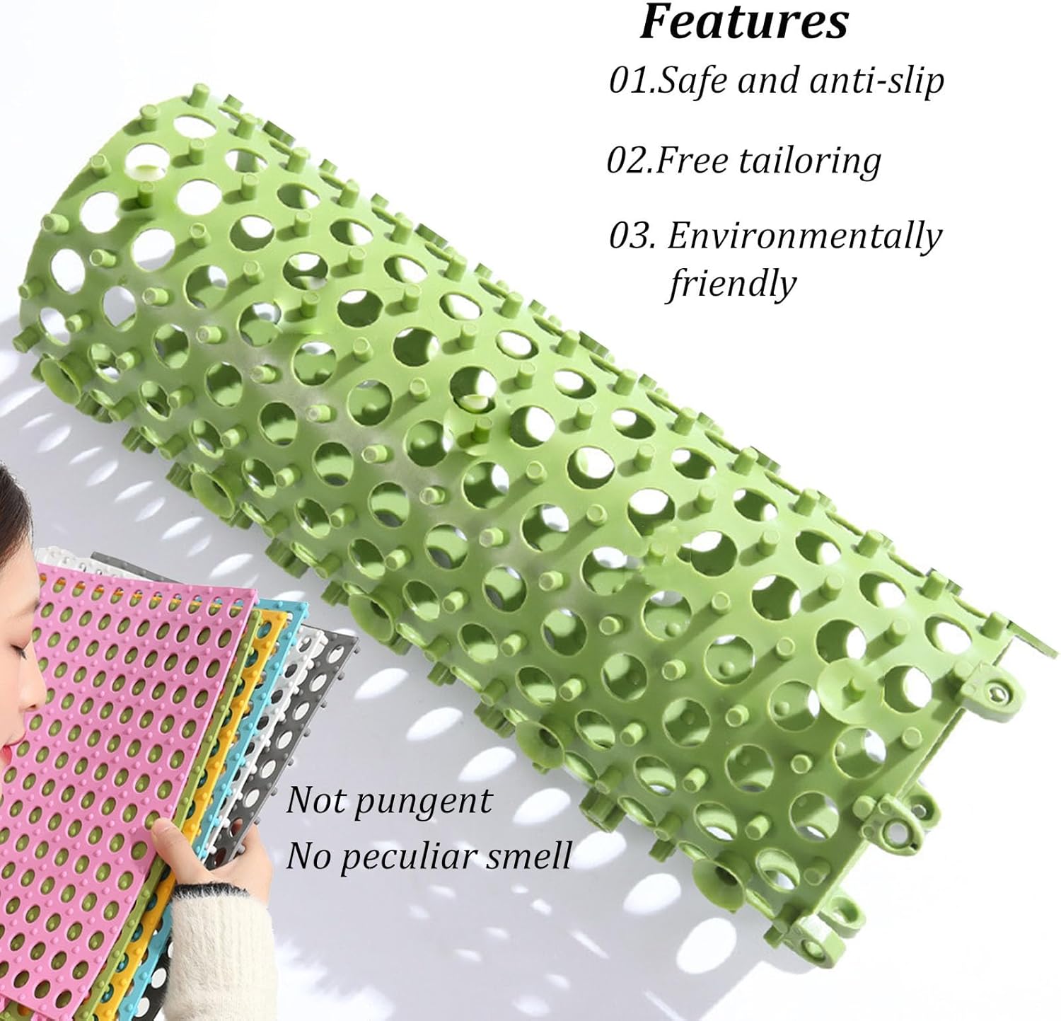 12 Pack 12x12in Interlocking Shower Floor Mat,Soft TPE Bathroom Shower Tiles Mats Non-Slip DIY Bath Hydrophobic Foot Pad with Suction Cup,for