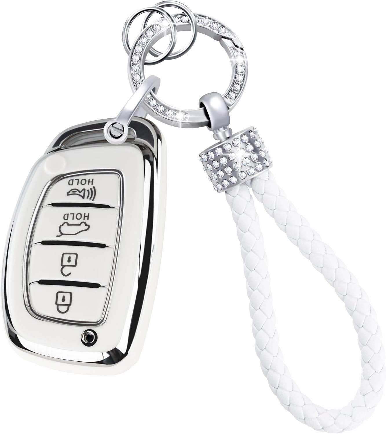 Funda para llavero Hyundai con llavero de diamante, apta para Hyundai Elantra Ioniq Sonata Tucson Elantra GT 34 botones Smart Key