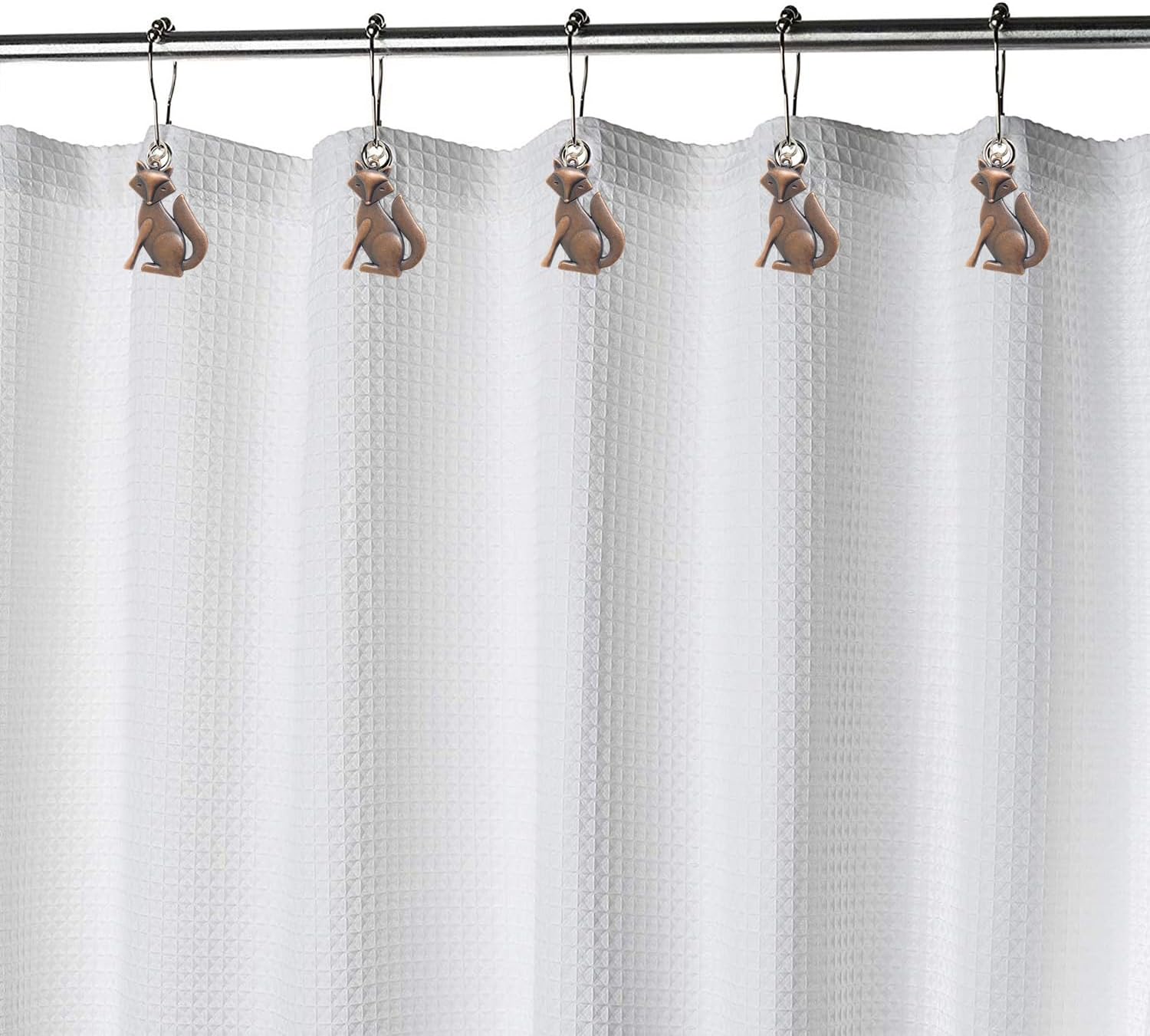 Juego de 12 ganchos para cortina de ducha, colgante de zorro, decoración temática de animales, accesorio de decoración de baño de casa, anillo de