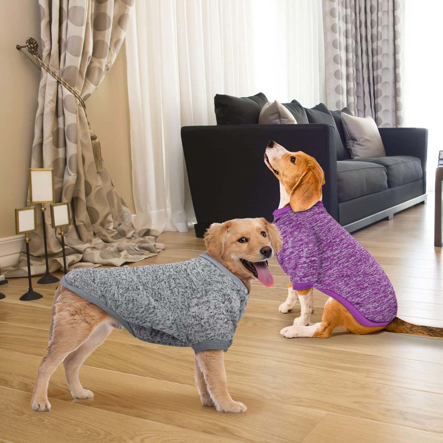 Rypet Paquete de 2 suéteres grandes para perros de invierno, ropa de punto clásica, suave, gruesa, cálida, para perros medianos y grandes