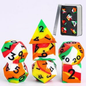 DND Juego de dados de borde afilado, 7 piezas de dados poliédricos DND con exquisito embalaje de caja de hoja, ideal para juegos de rol y juegos de DND Juego de dados de borde afilado, 7 piezas de dados poliédricos DND con exquisito embalaje de caja de hoja, ideal para juegos de rol y juegos de