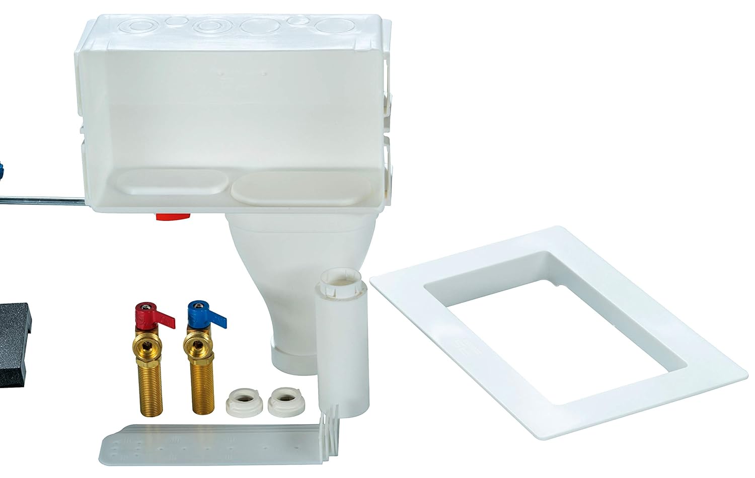 87349 – Caja de salida para lavadora de boca ancha de drenaje derecho, válvulas de latón de un cuarto de vuelta (desinstaladas), conexión de sudor