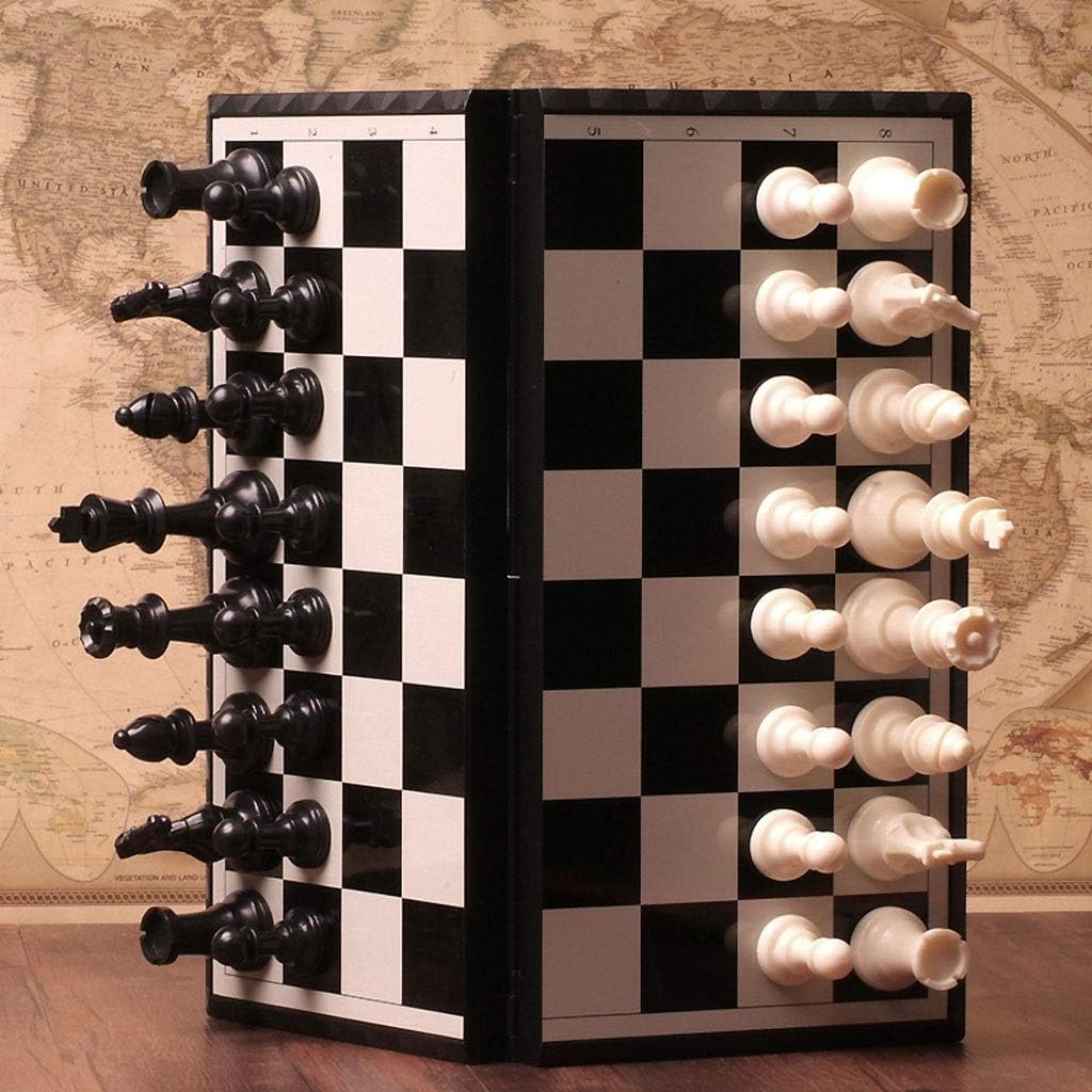 YBYB – Juego de ajedrez plegable de plástico magnético, piezas de ajedrez en blanco y negro, tablero de ajedrez plegable, juego de ajedrez de lujo,