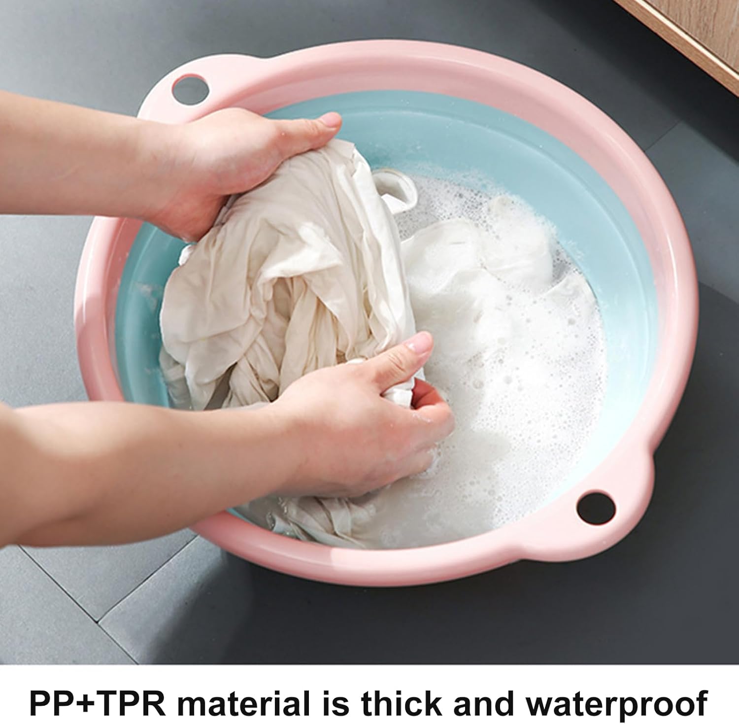 Tainrunse Tina de lavado portátil de plástico plegable lavabo de cocina platos de cocina lavabo para acampar suministros de viaje, rosa, S
