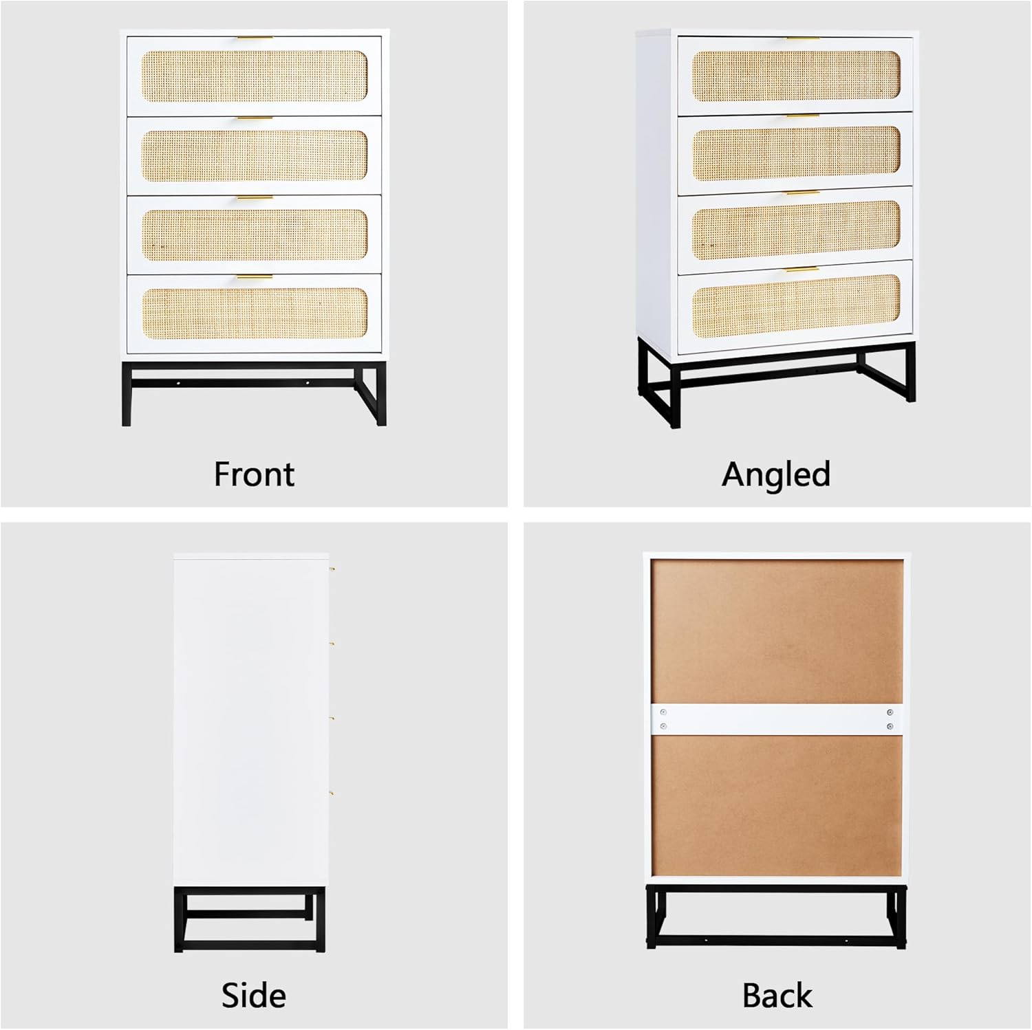 Cómoda de 8 cajones para dormitorio, cómoda de ratán, cómoda de armario, cómoda de almacenamiento de madera alta para sala de estar, dormitorio de