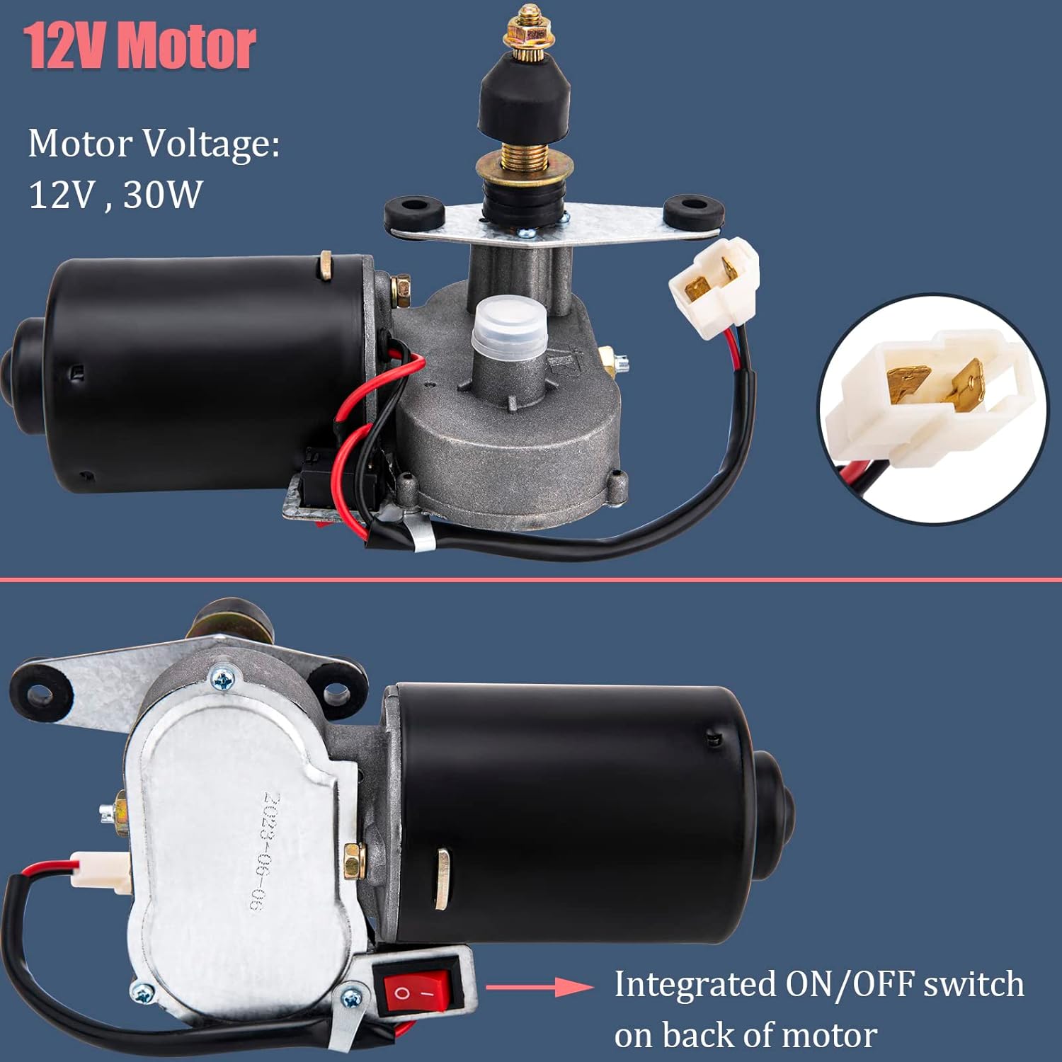 Kit de limpiaparabrisas eléctrico UTV, kit de motor de limpiaparabrisas universal, kit de limpiaparabrisas eléctrico de 12 V para UTV carrito de