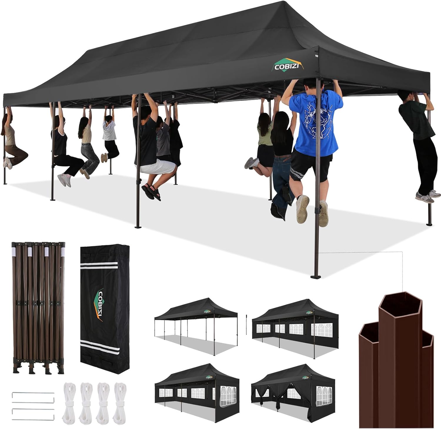 COBIZI Tienda de campaña resistente de 10 x 30 pulgadas, toldo comercial desplegable de 10 x 30 pulgadas para fiestas, kioscos impermeables con 8